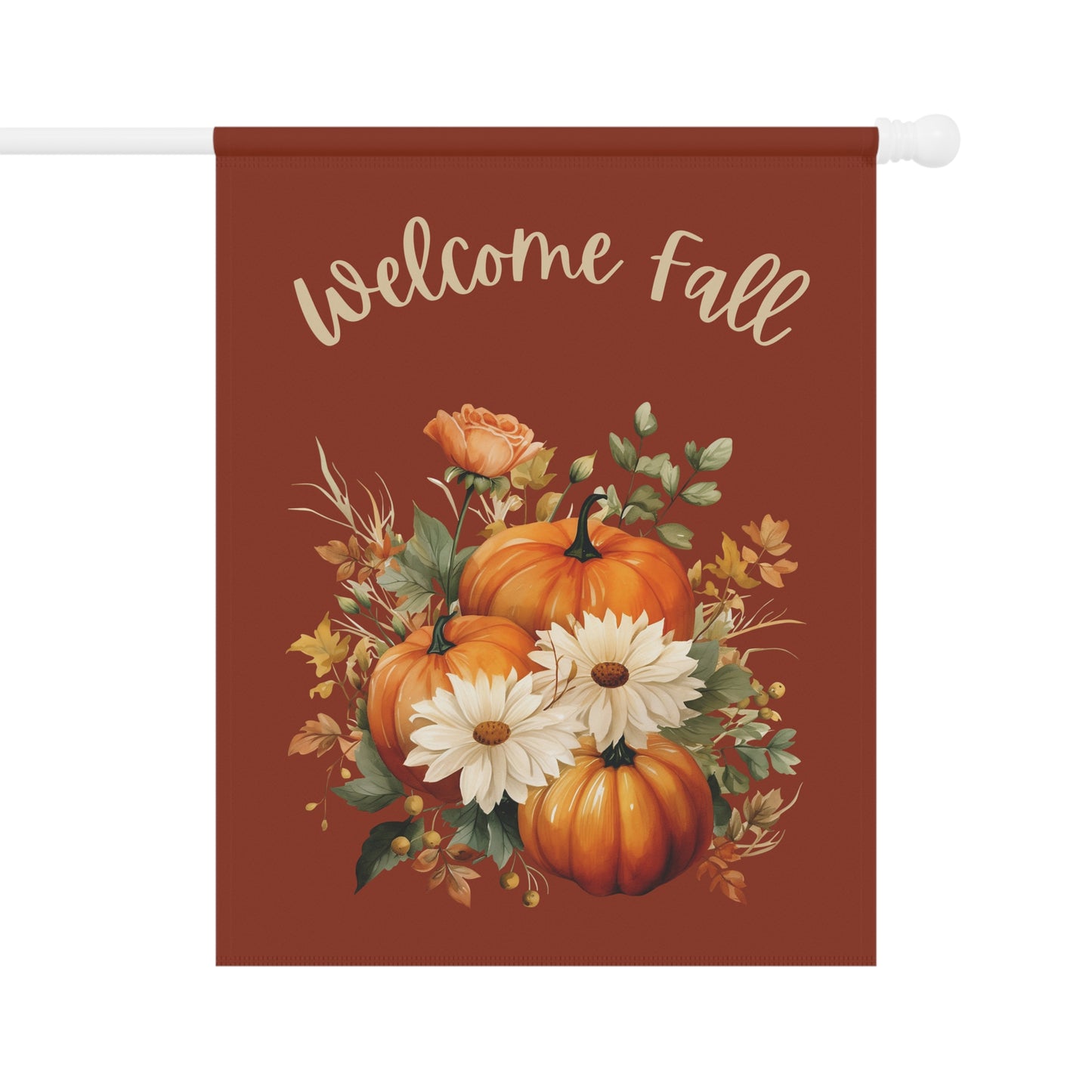 Welcome Fall Yard Flag with Floral Pumpkin Design