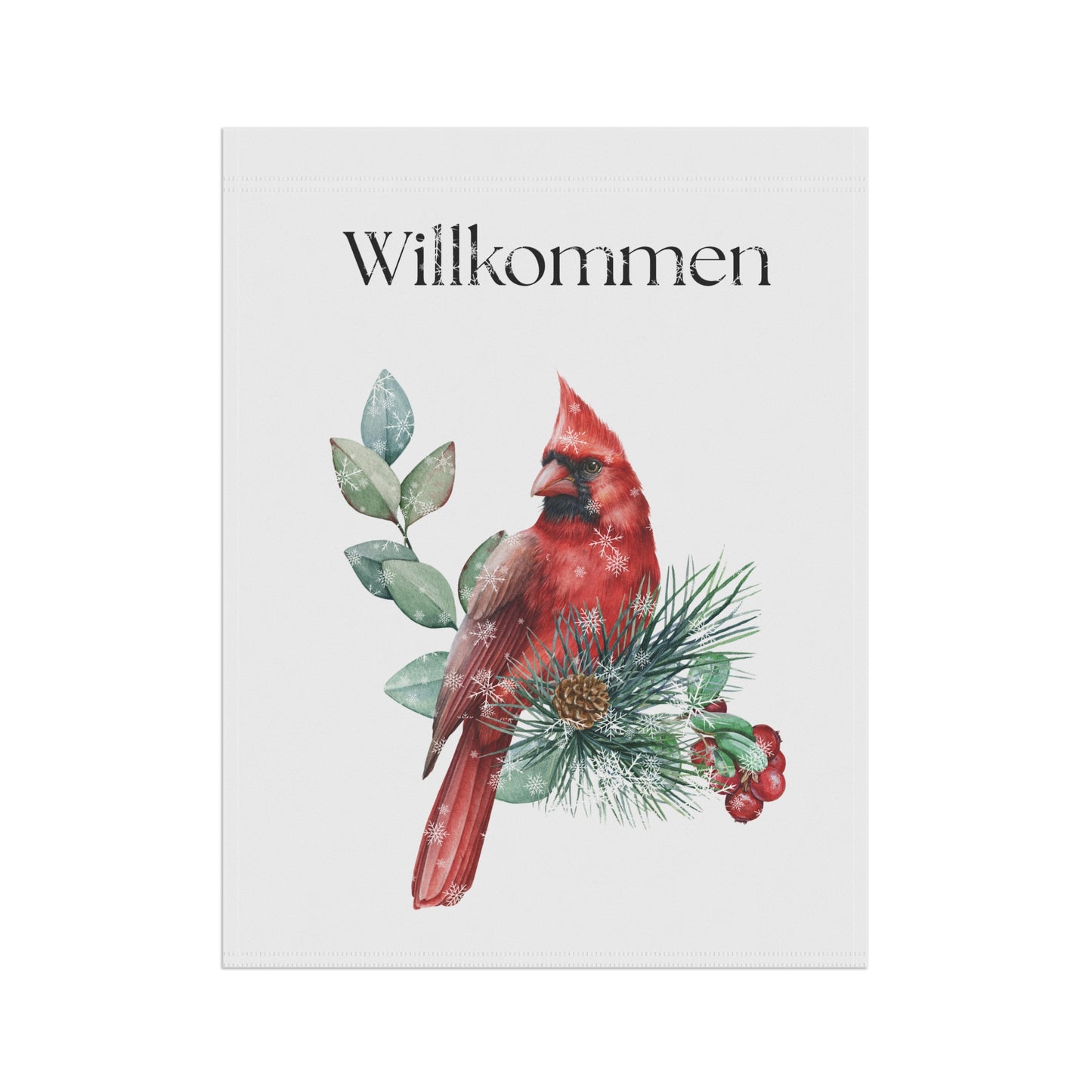 Willkommen yard and Garden Flag, Welcome German Cardinal Banner, Outdoor House Decor, winter Garden Decor, Porch Sign, Home Welcome Sign