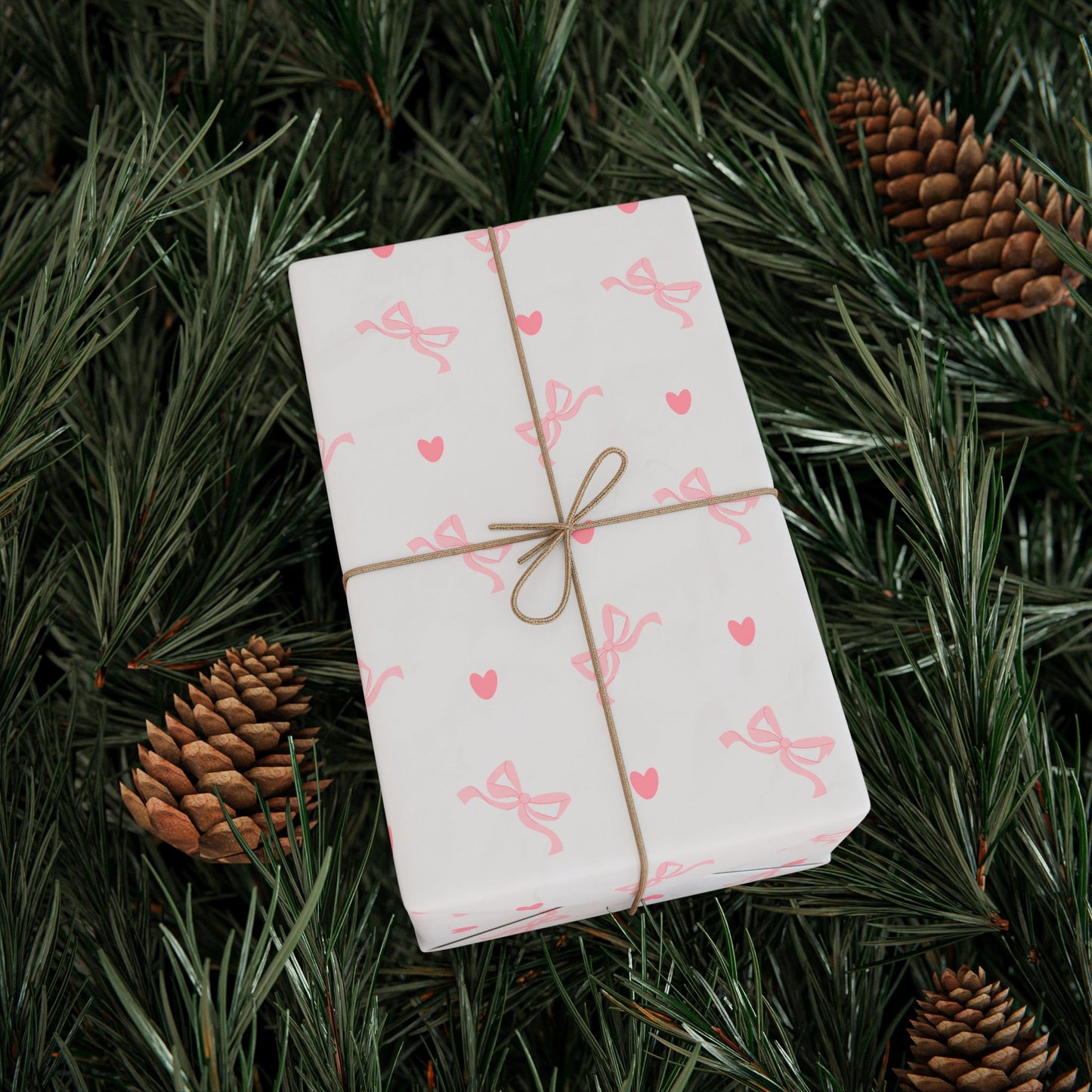 Papier cadeau Coquette, emballage cadeau noeuds et coeurs, papier cadeau rose pour baby shower, féminin, mignon, joli, noeuds et coeur rose pastel