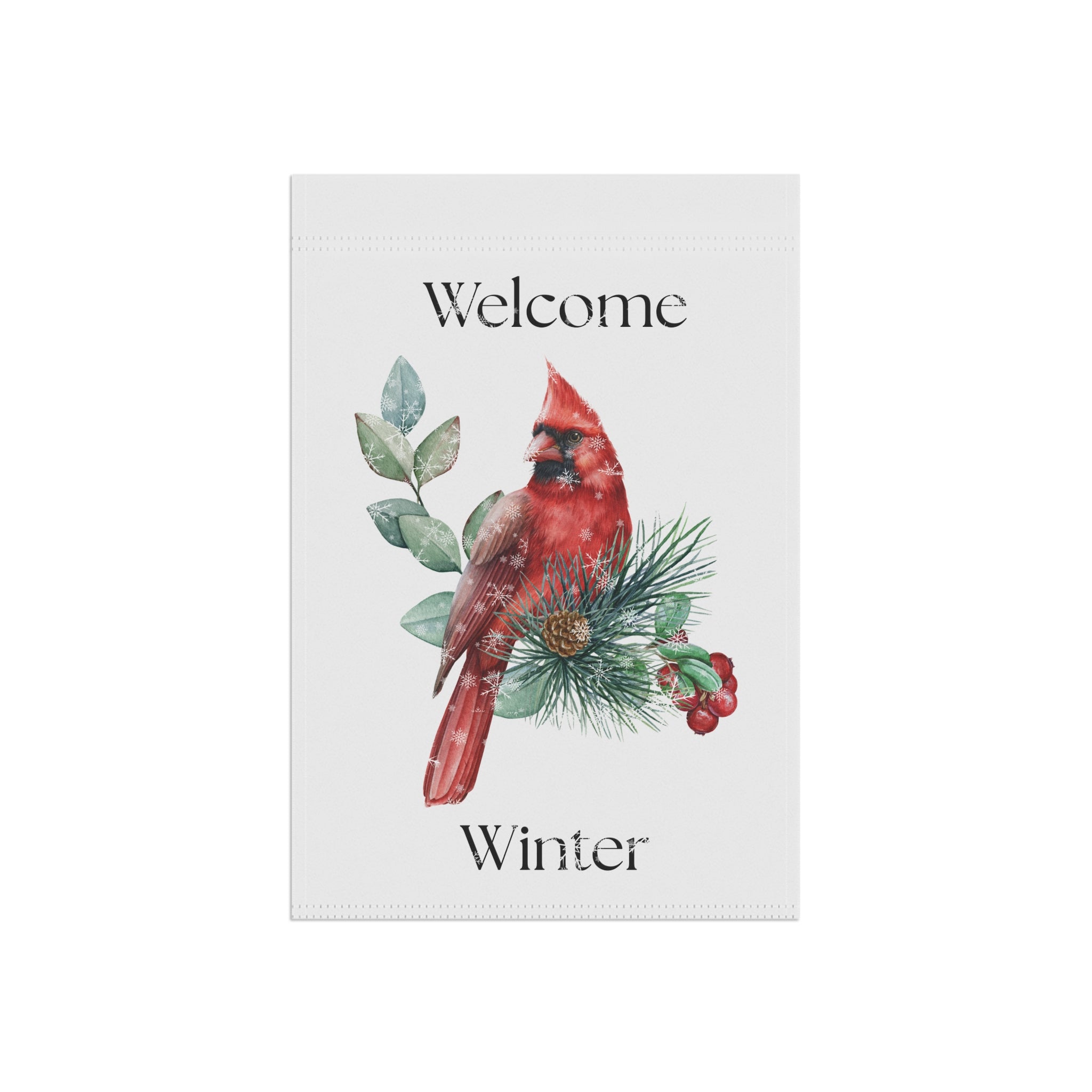 Welcome Winter Cardinal yard flag