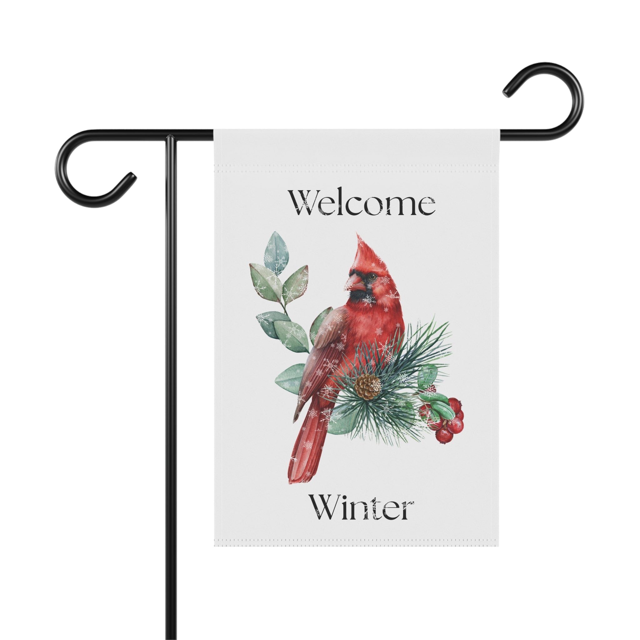 Welcome Winter Cardinal yard flag