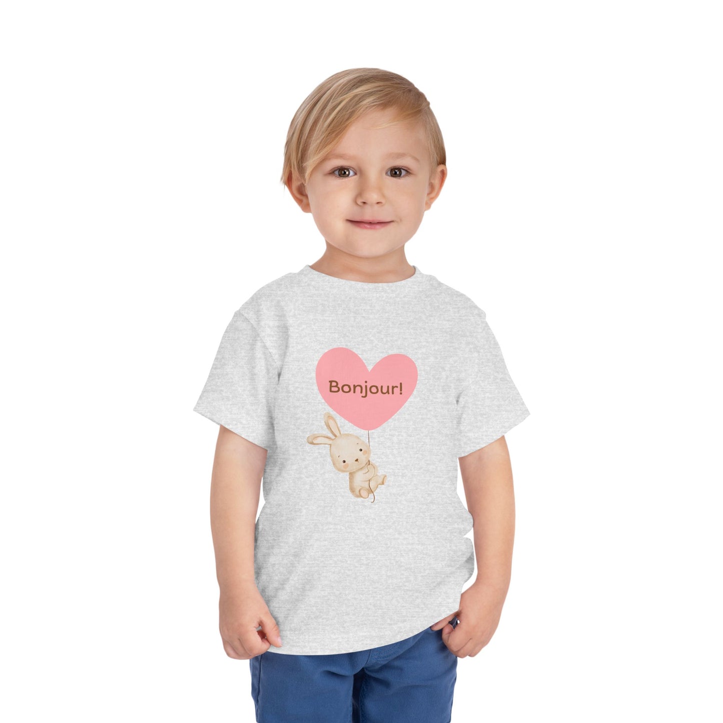 Bonjour Toddler Tee with Bunny & Heart