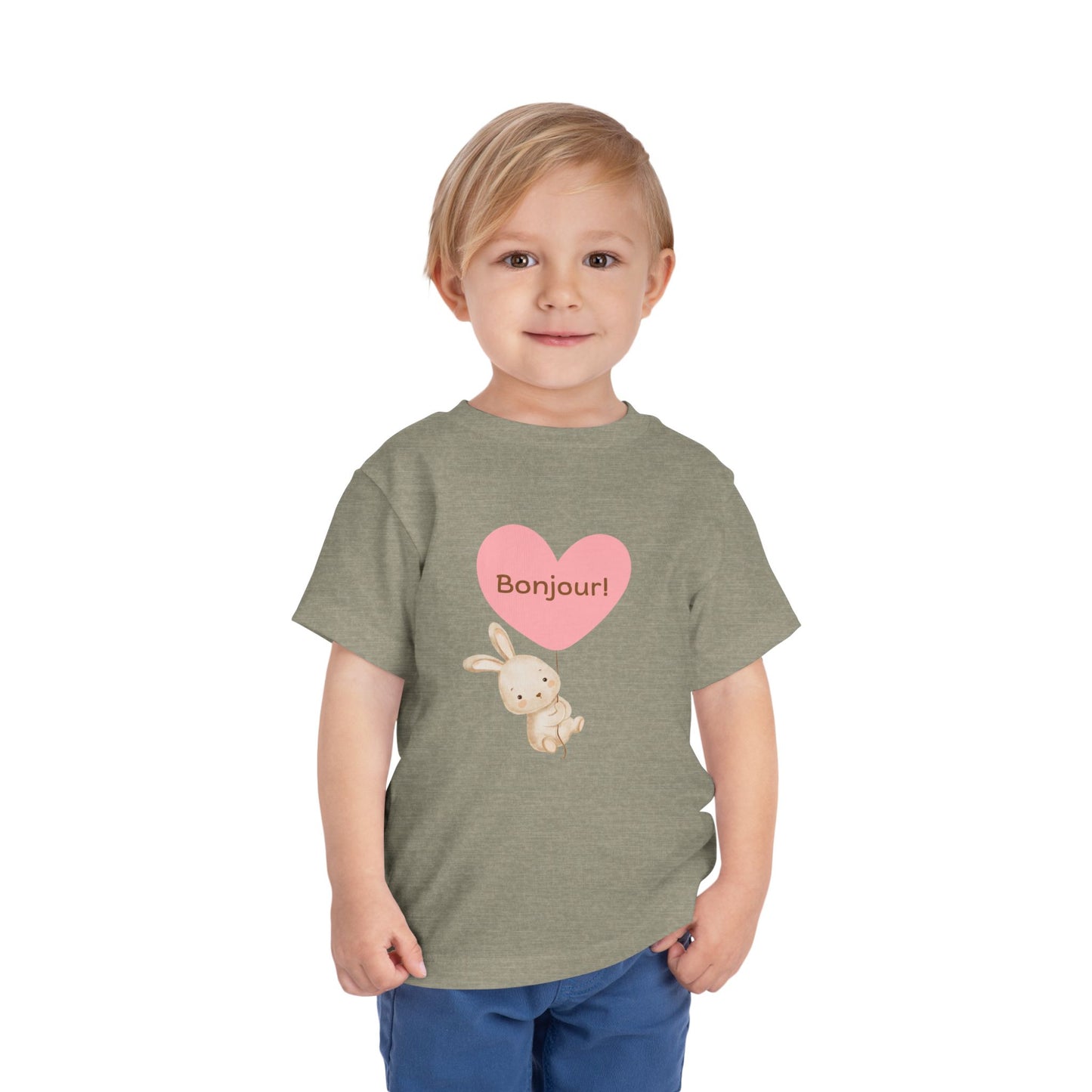 Bonjour Toddler Tee with Bunny & Heart