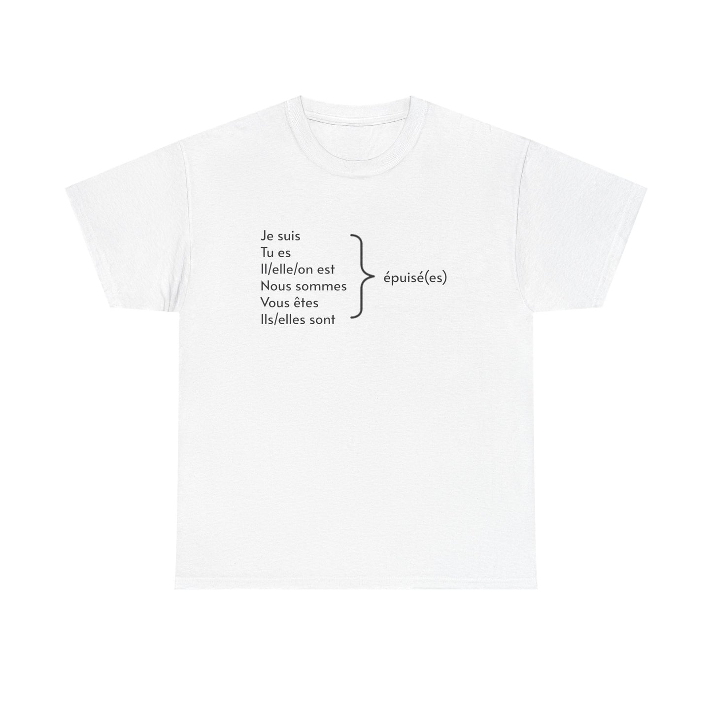 Ich bin erschöpft, Je suis épuisé Französisch-Grammatik-Tee