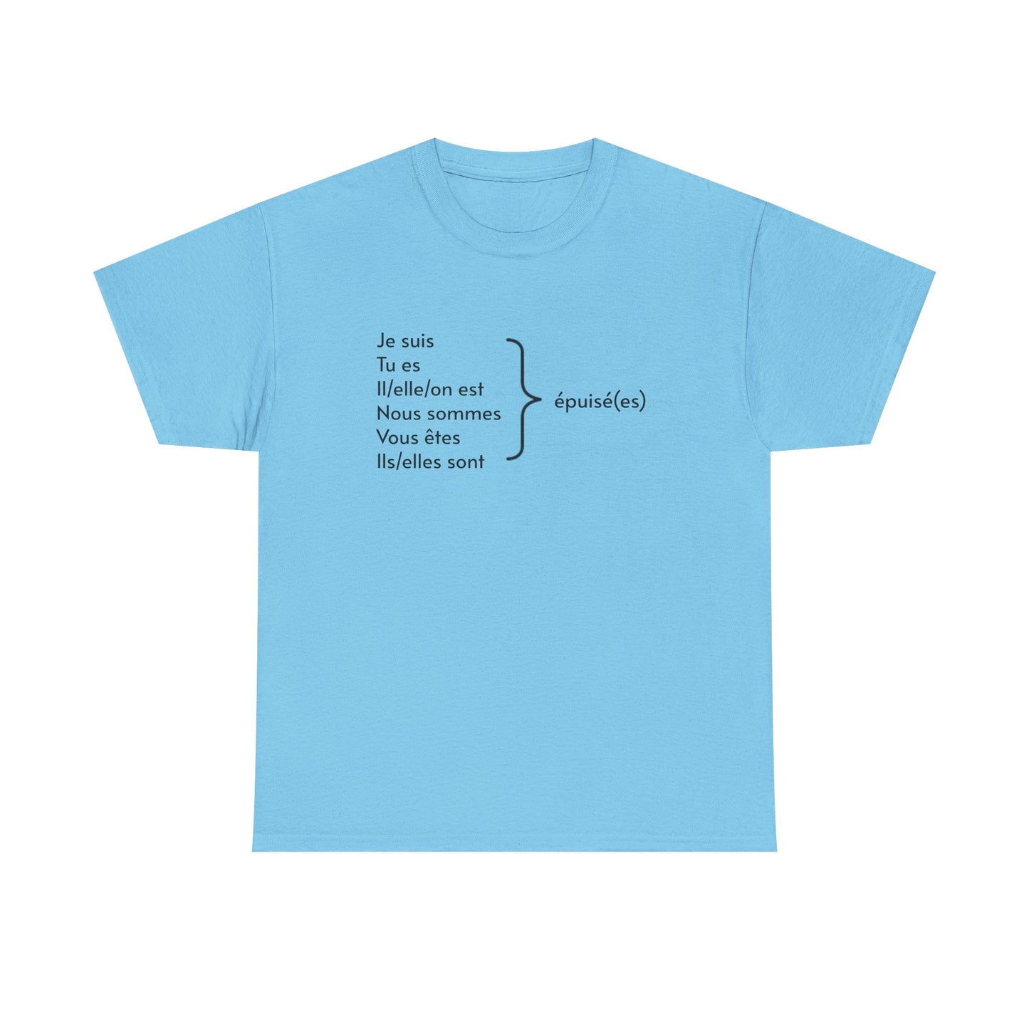 Ich bin erschöpft, Je suis épuisé Französisch-Grammatik-Tee