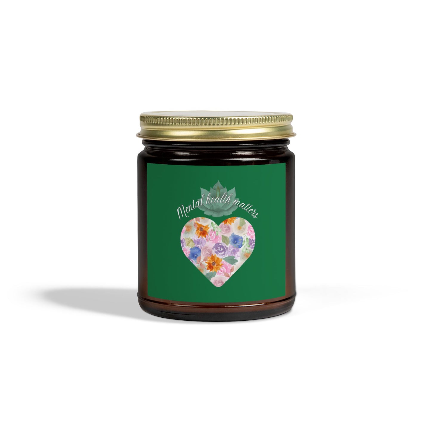 Green Mental health matters Scented Candles, Coconut Apricot Wax (4oz, 9oz)