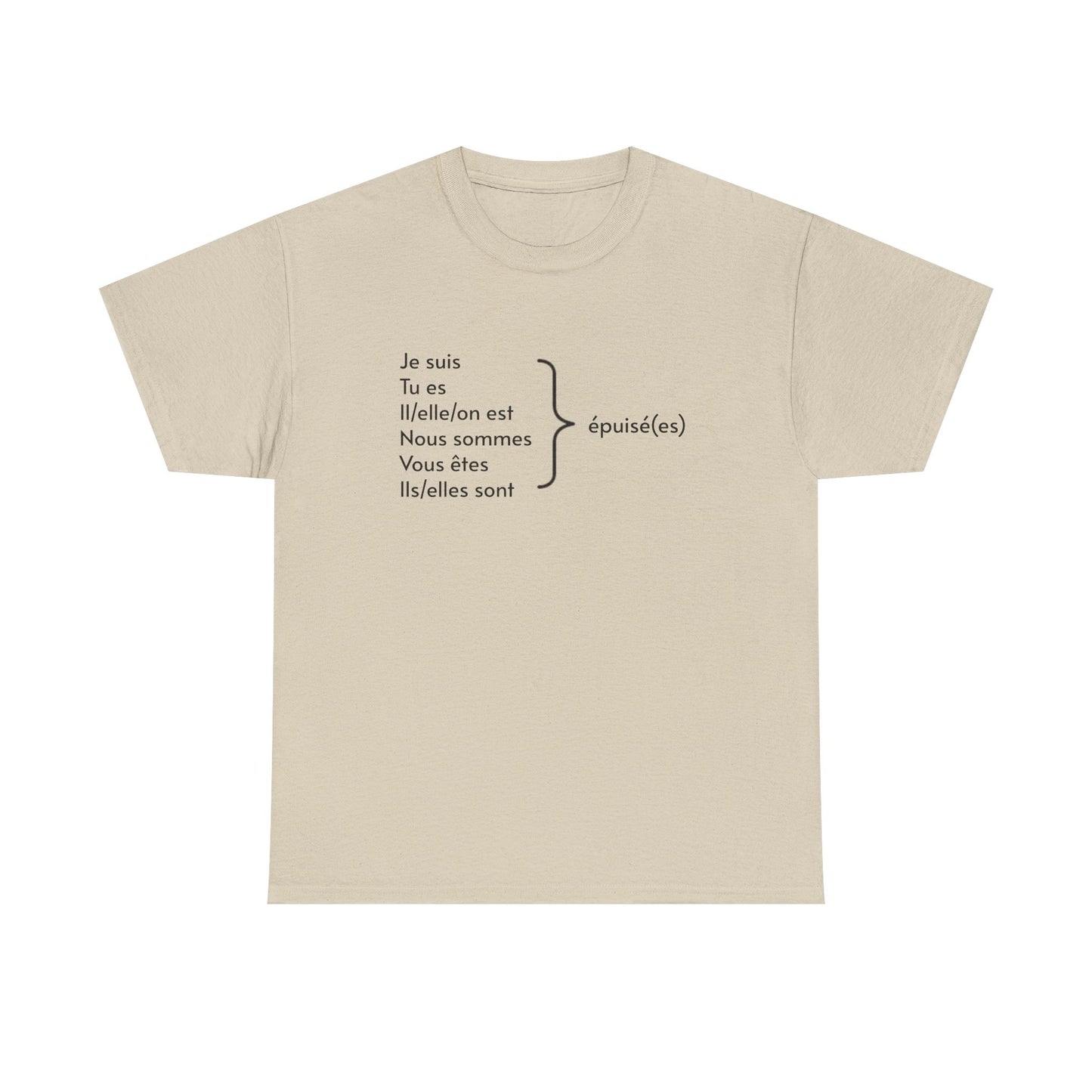 Ich bin erschöpft, Je suis épuisé Französisch-Grammatik-Tee