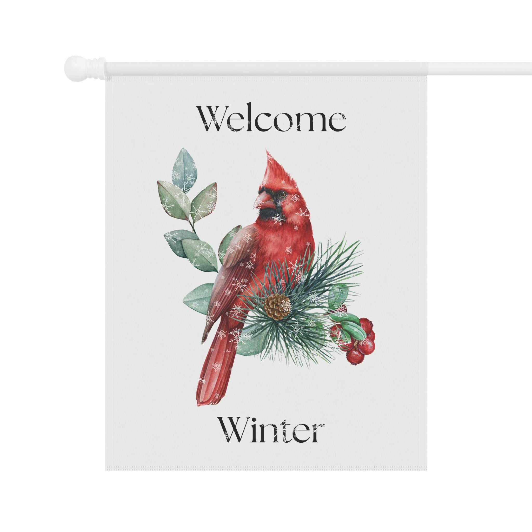 Welcome Winter Cardinal yard flag