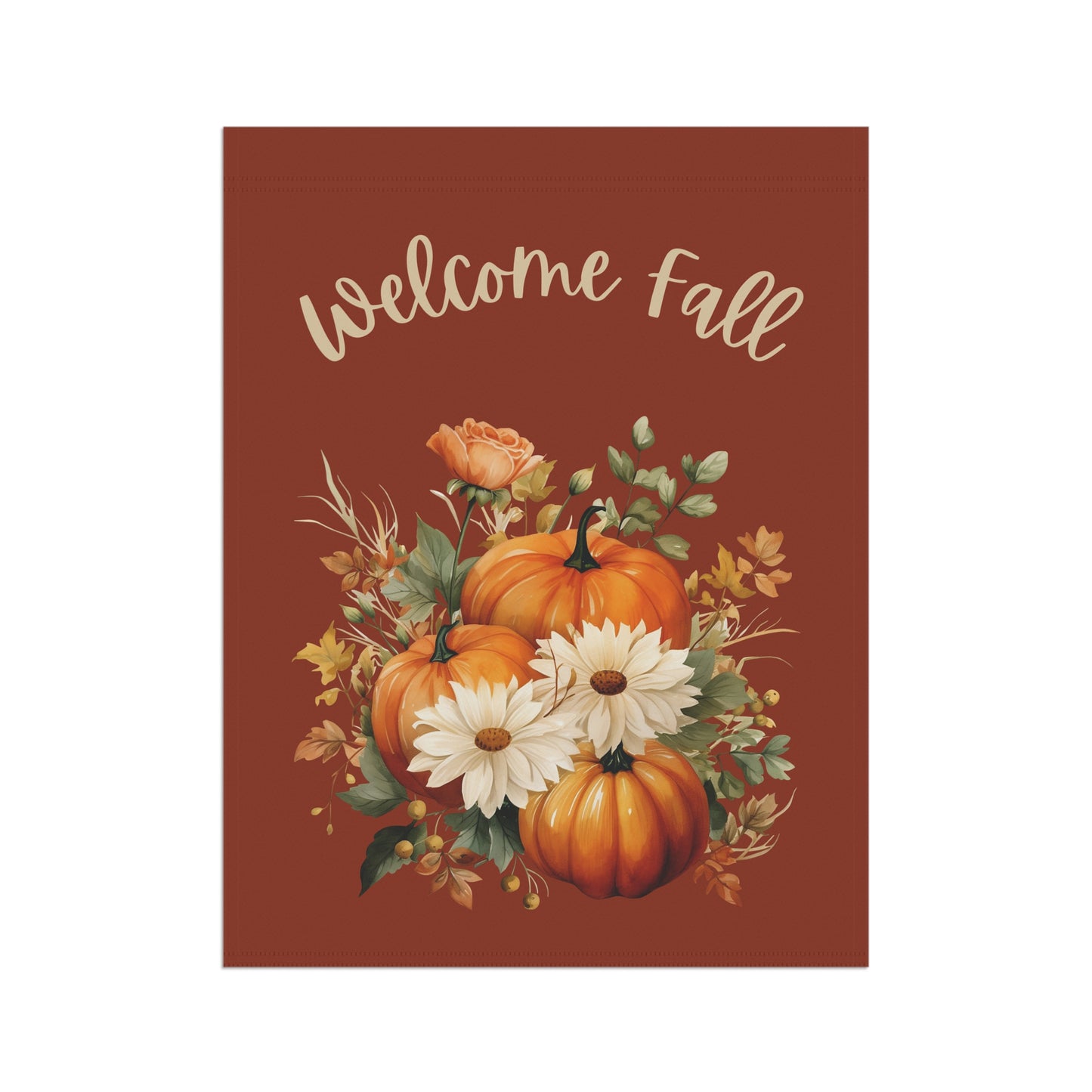 Welcome Fall Yard Flag with Floral Pumpkin Design