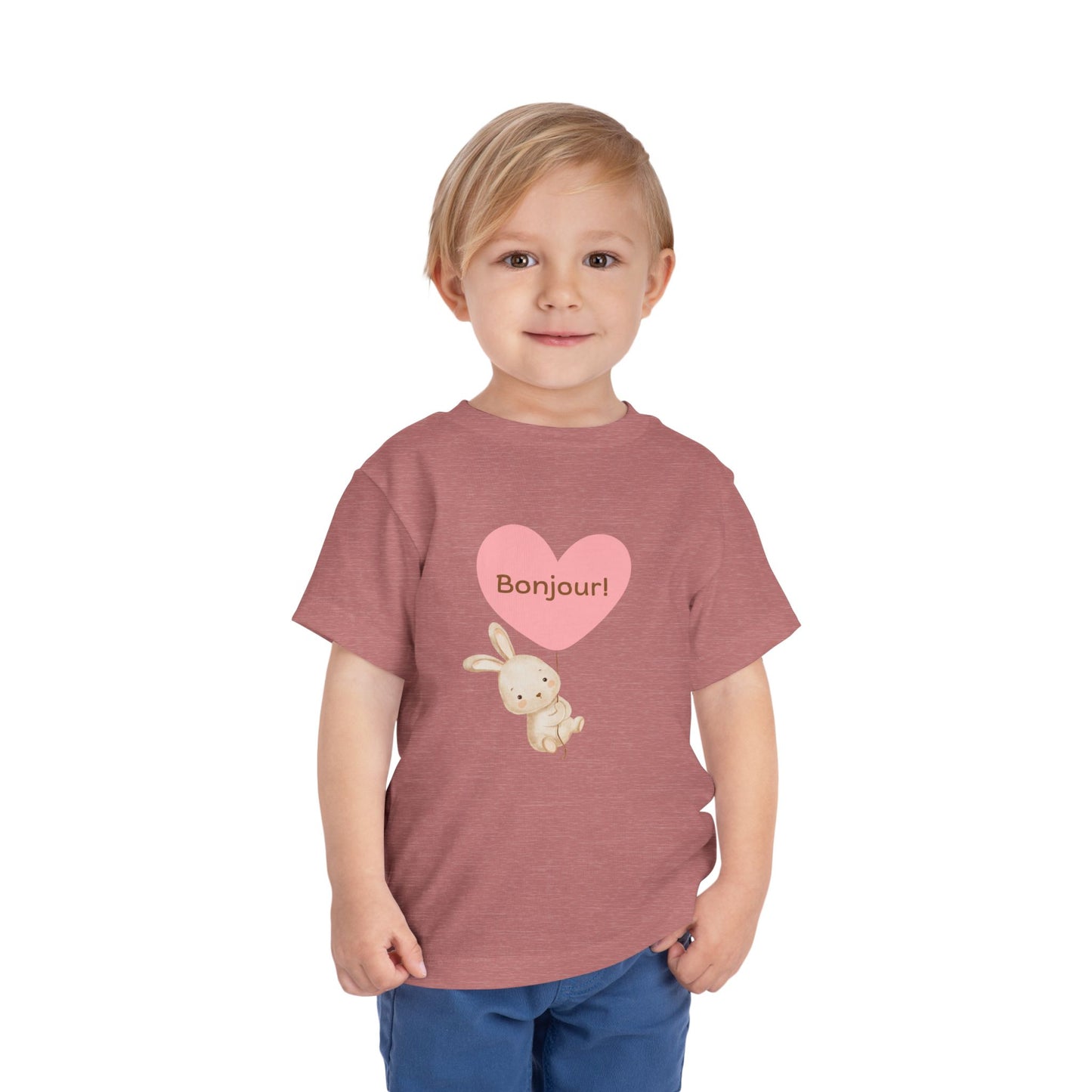 Bonjour Toddler Tee with Bunny & Heart