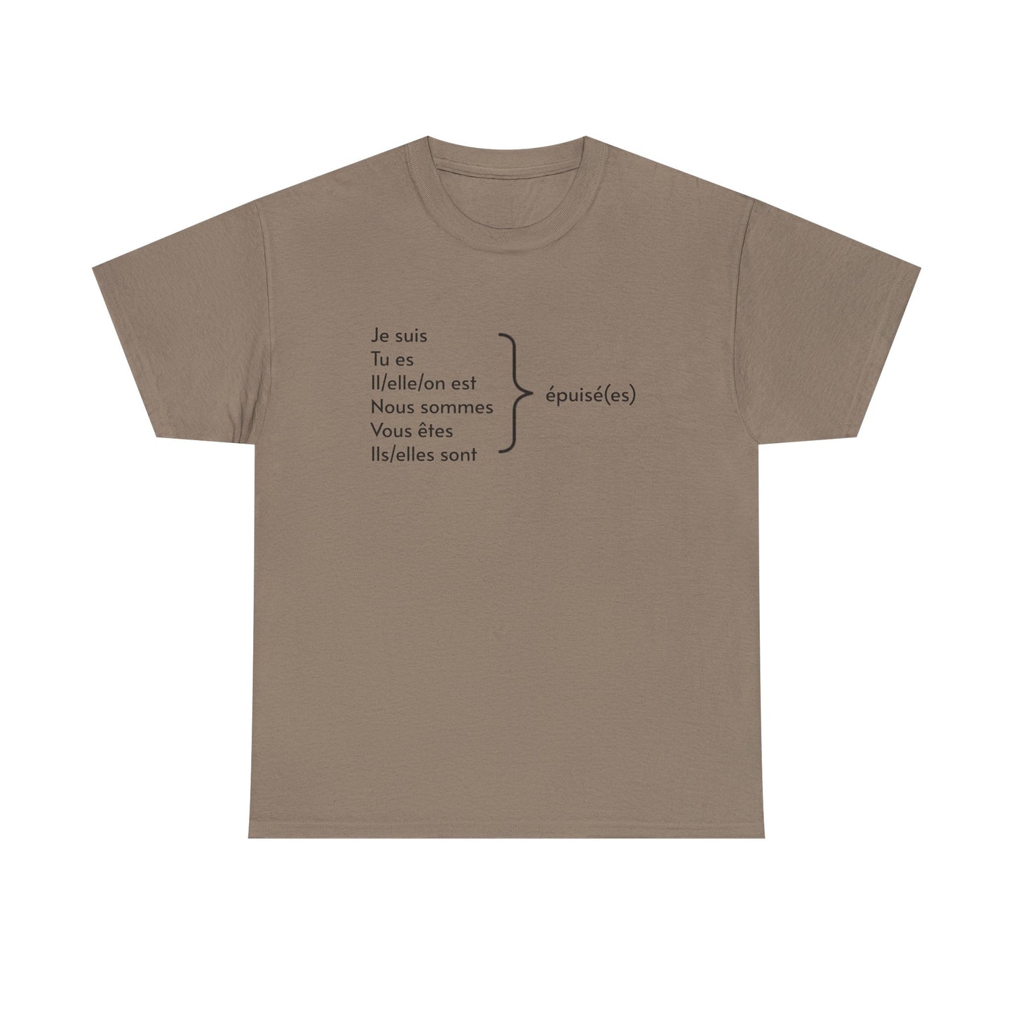 Ich bin erschöpft, Je suis épuisé Französisch-Grammatik-Tee