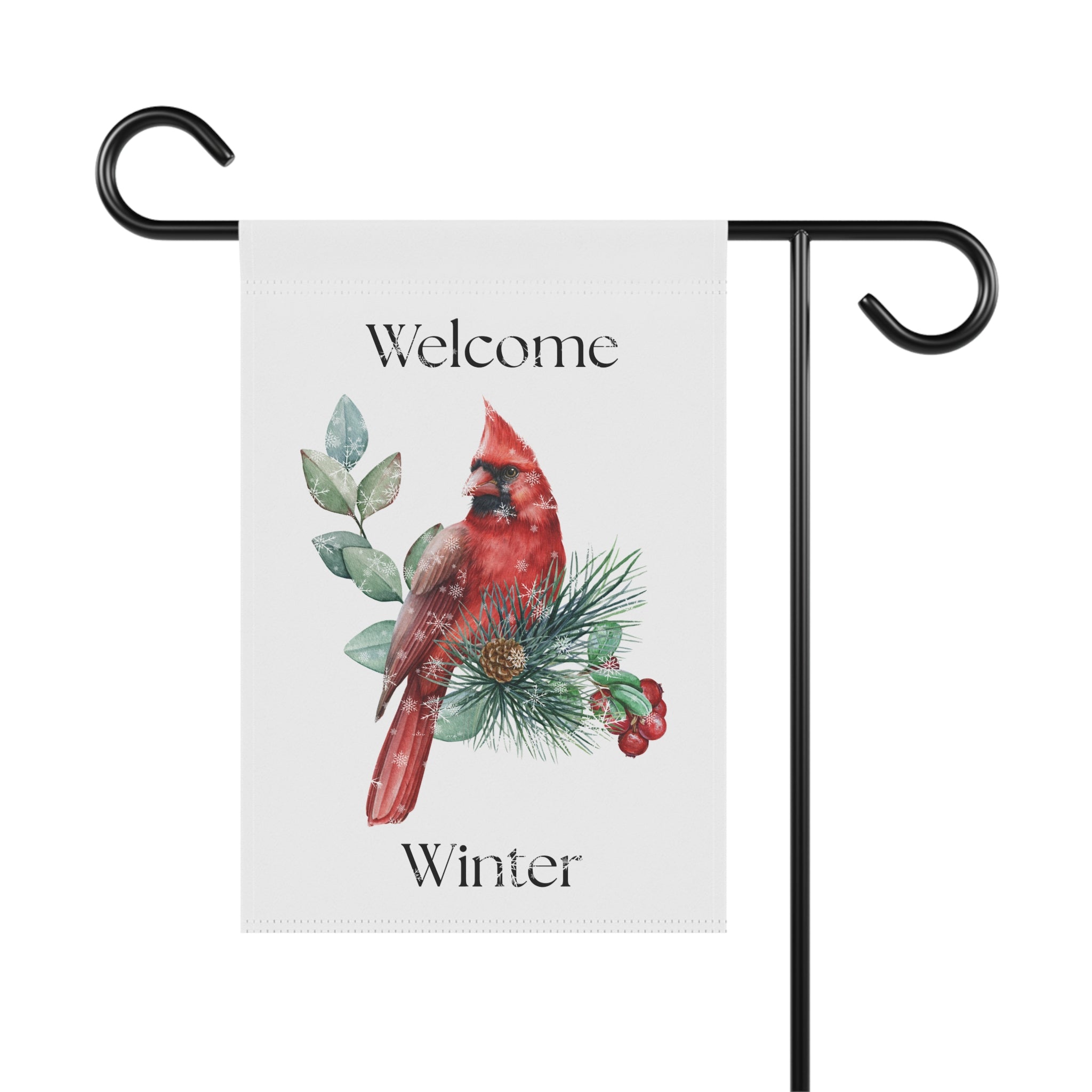 Welcome Winter Cardinal yard flag