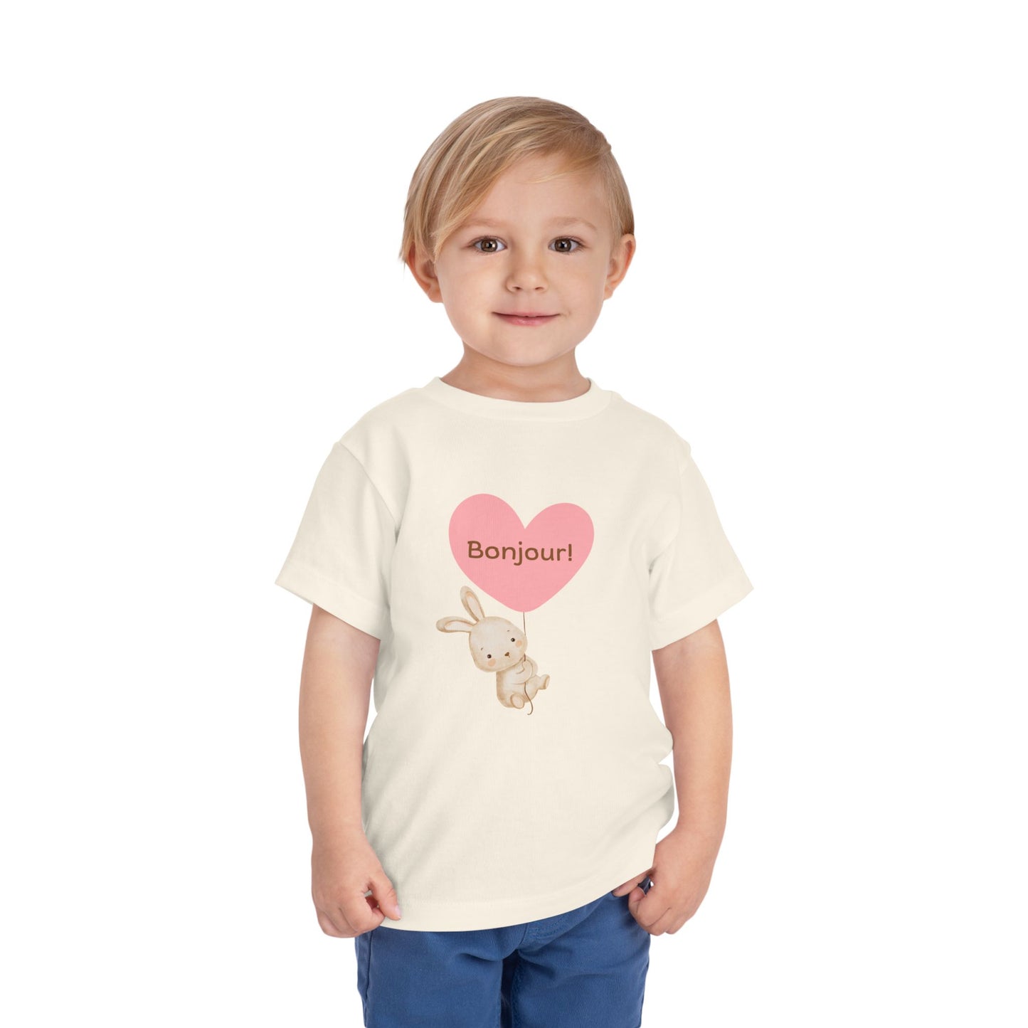 Bonjour Toddler Tee with Bunny & Heart