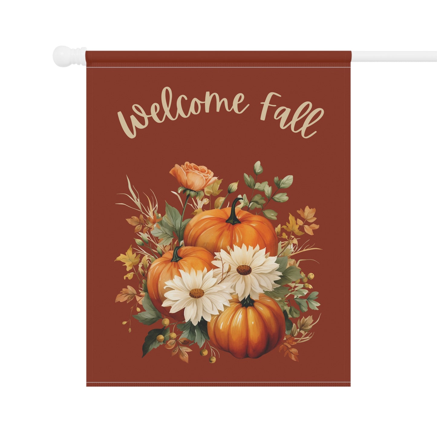 Welcome Fall Yard Flag with Floral Pumpkin Design