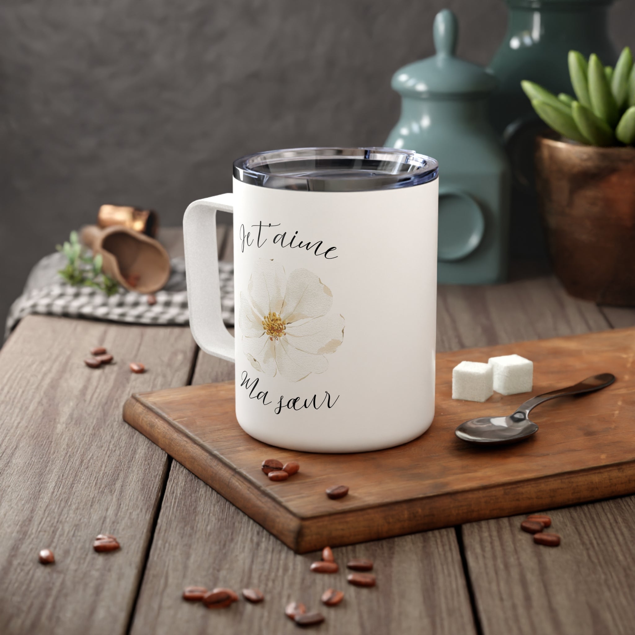 Je t'aime Ma sœur Insulated Coffee Mug