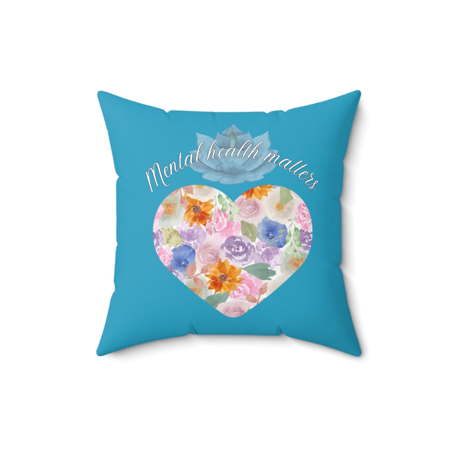 Mental Health Matters Pillow - Teal floral design
