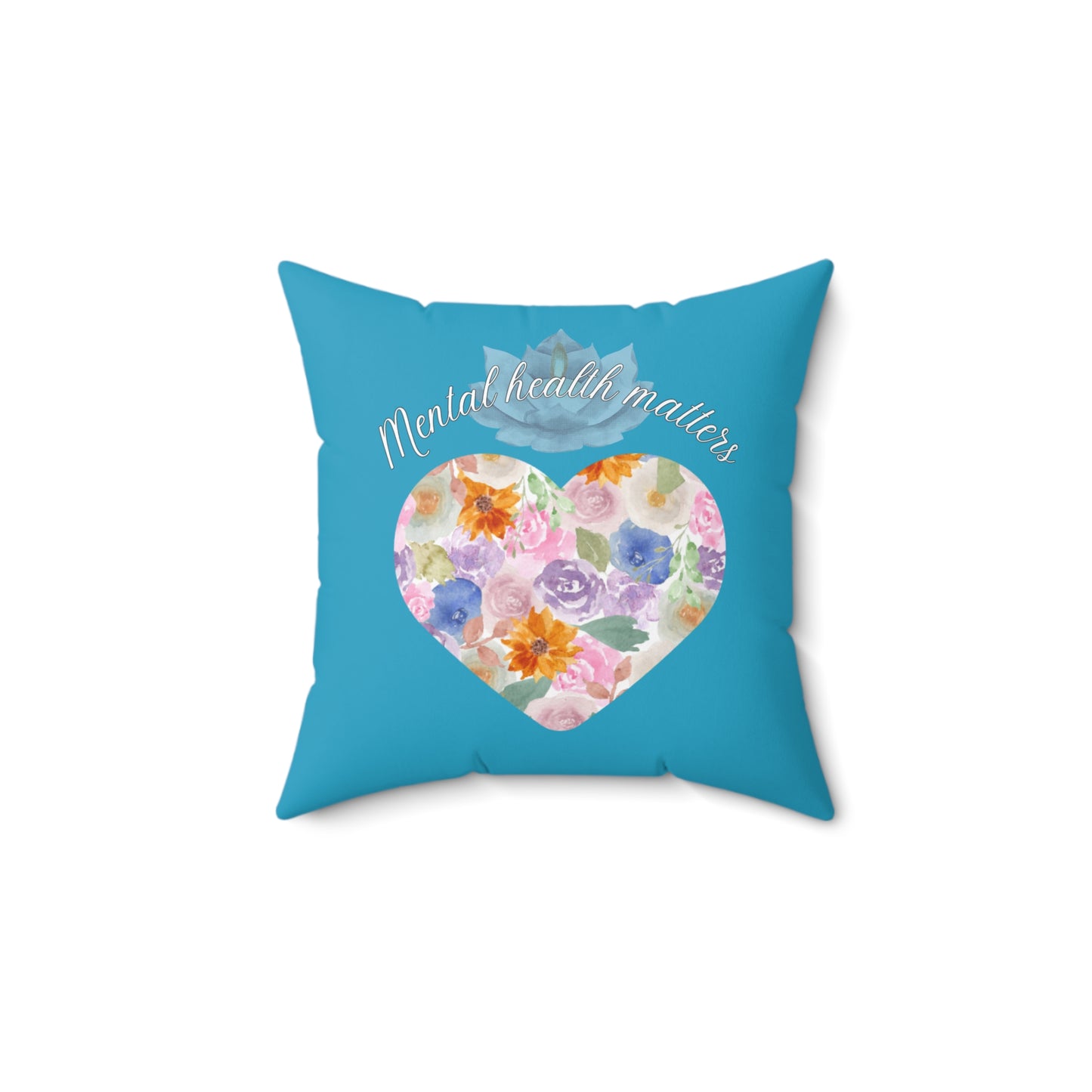 Mental Health Matters Pillow - Teal floral design