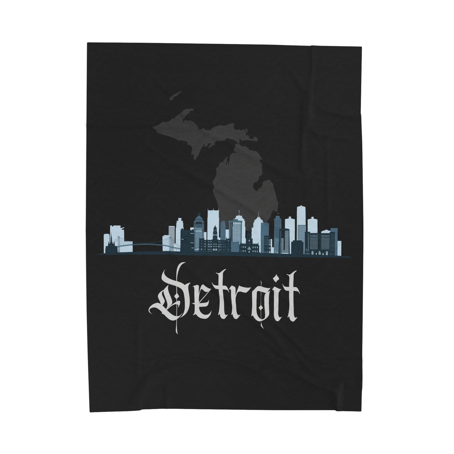Detroit Michigan City Skyline Black Plush blanket
