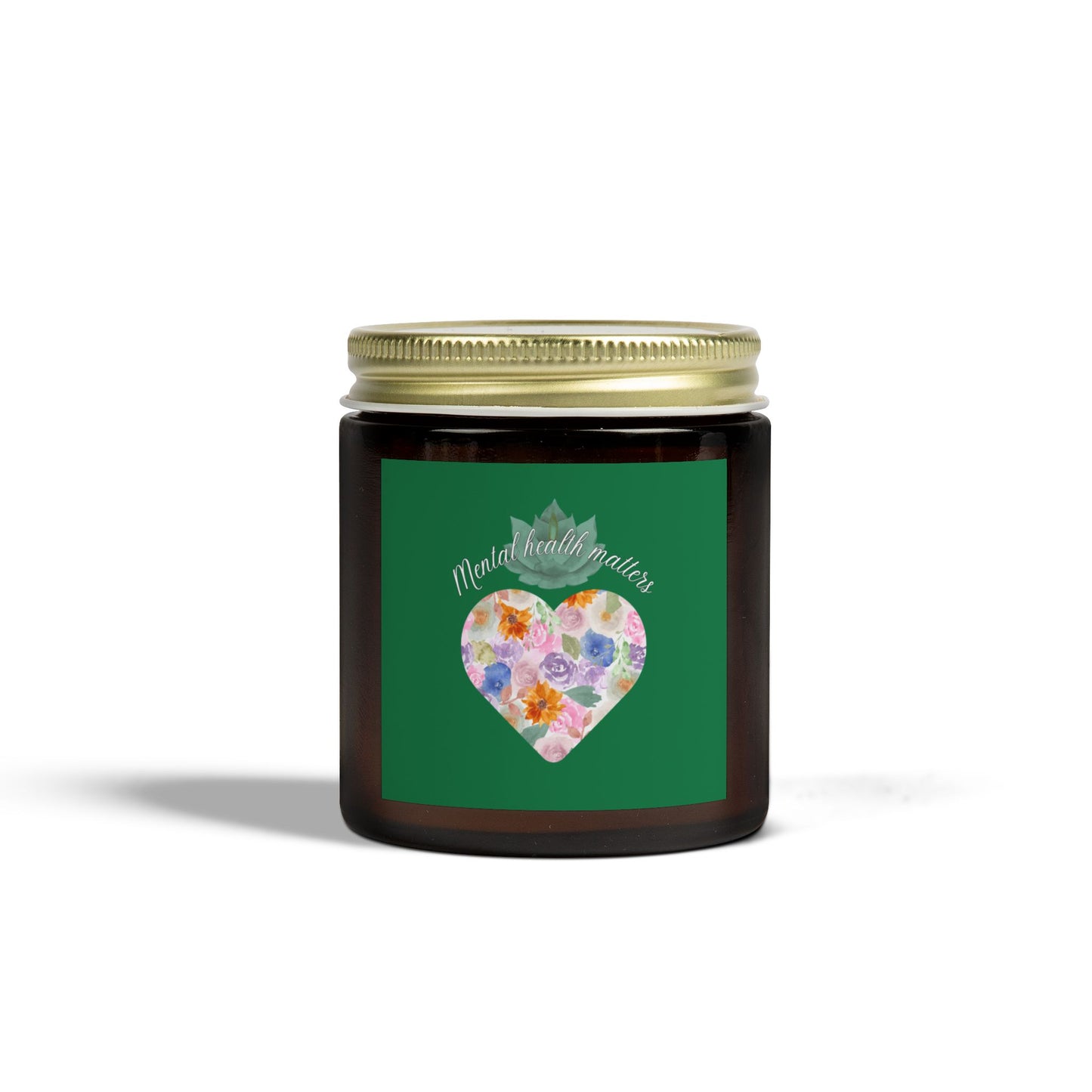 Green Mental health matters Scented Candles, Coconut Apricot Wax (4oz, 9oz)