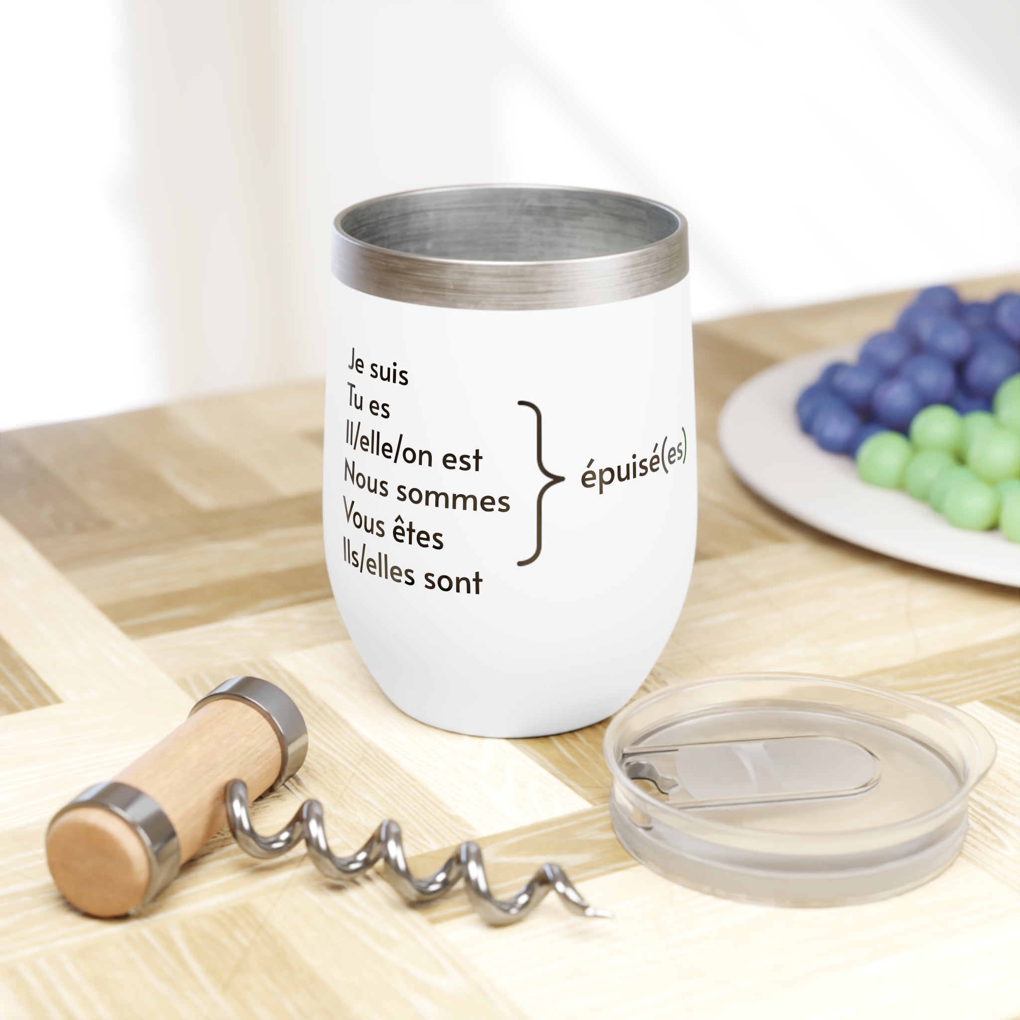 Je suis épuisée (I'm exhausted) Chill Wine Tumbler
