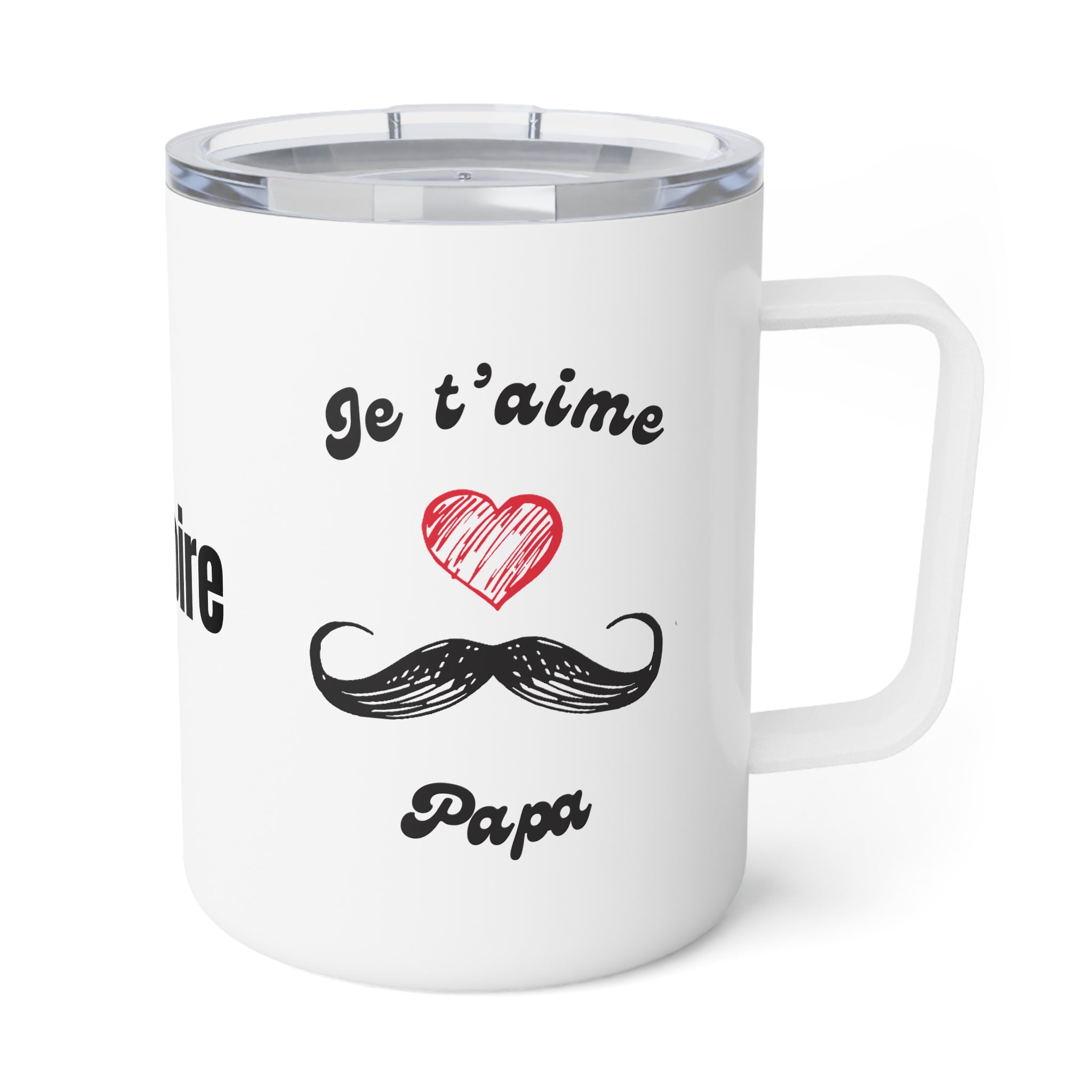 Custom Je t'aime Papa Insulated Coffee Mug, 10oz