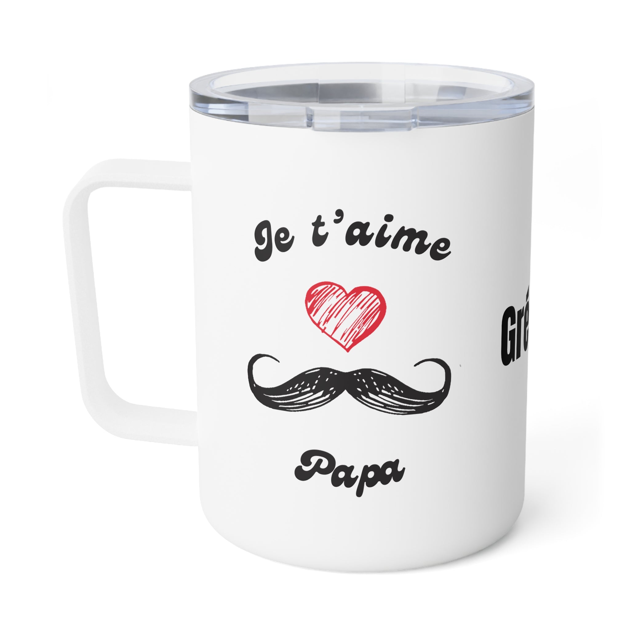 Custom Je t'aime Papa Insulated Coffee Mug, 10oz