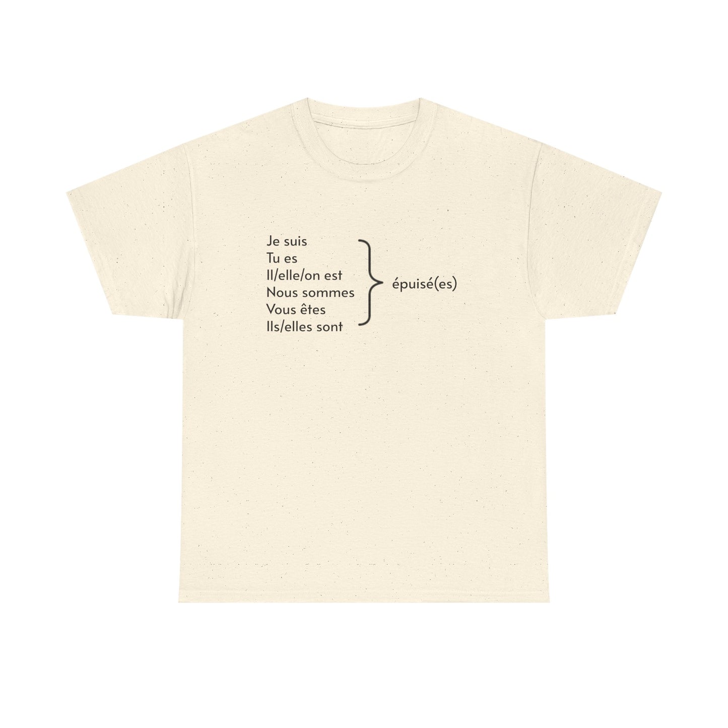 Ich bin erschöpft, Je suis épuisé Französisch-Grammatik-Tee