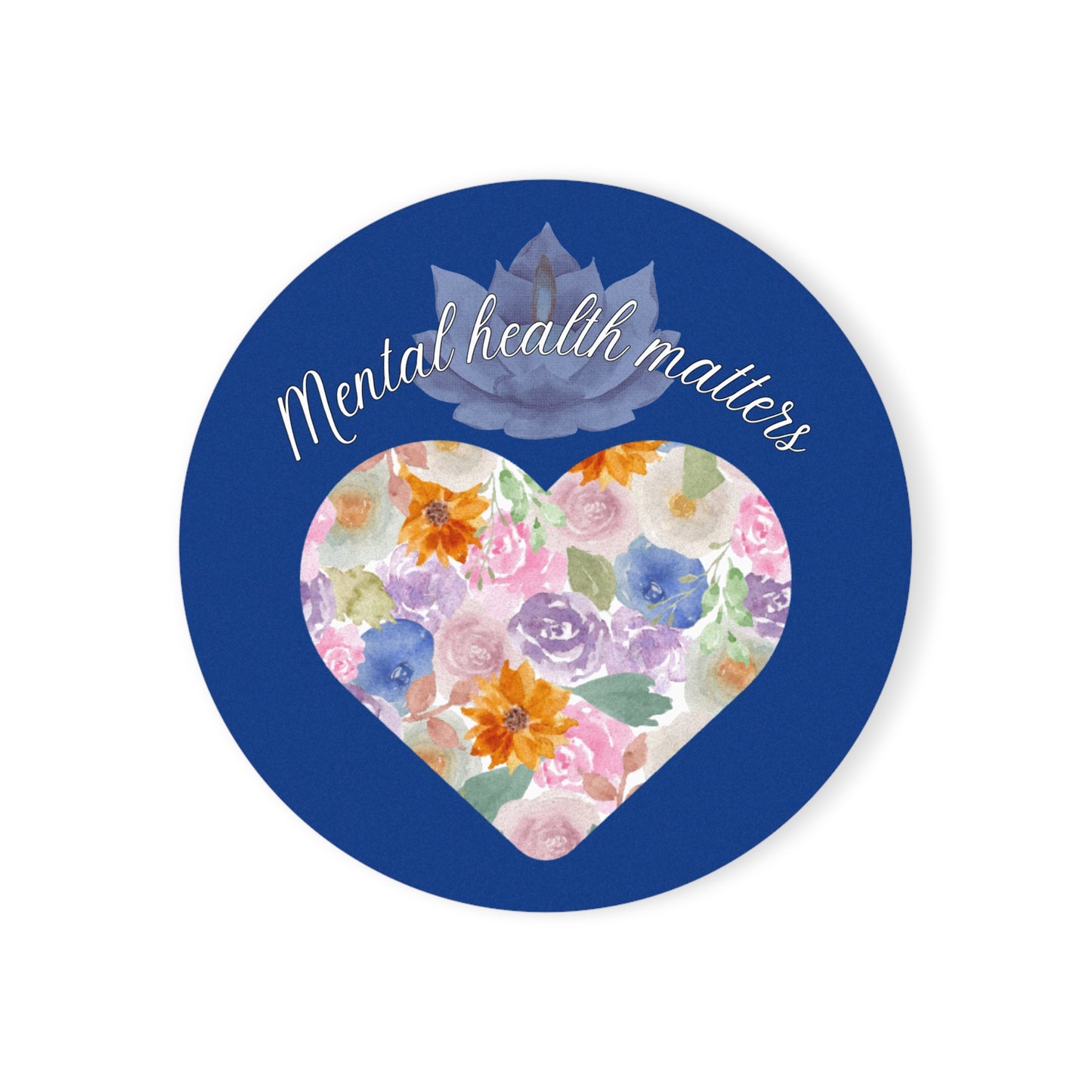 Mental Health Matters Cork Coaster (dark blue)