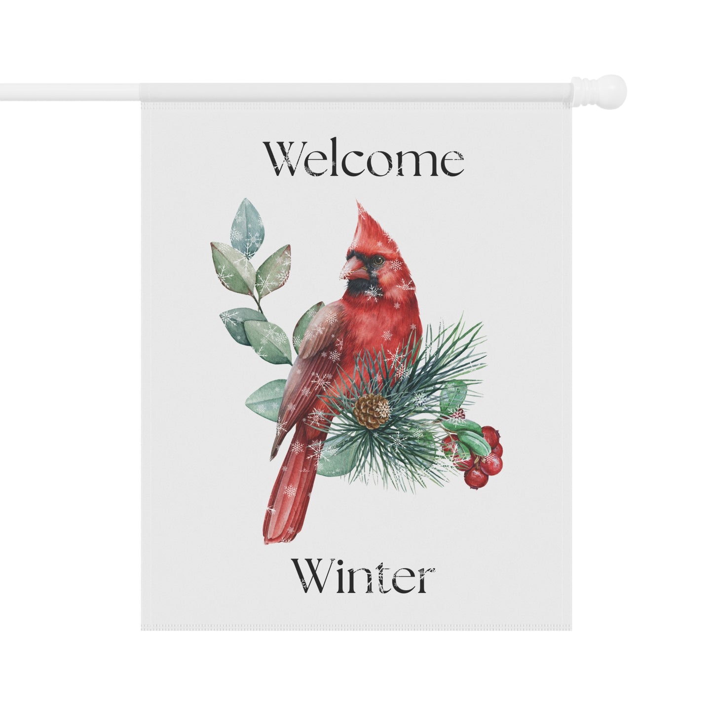 Welcome Winter Cardinal yard flag