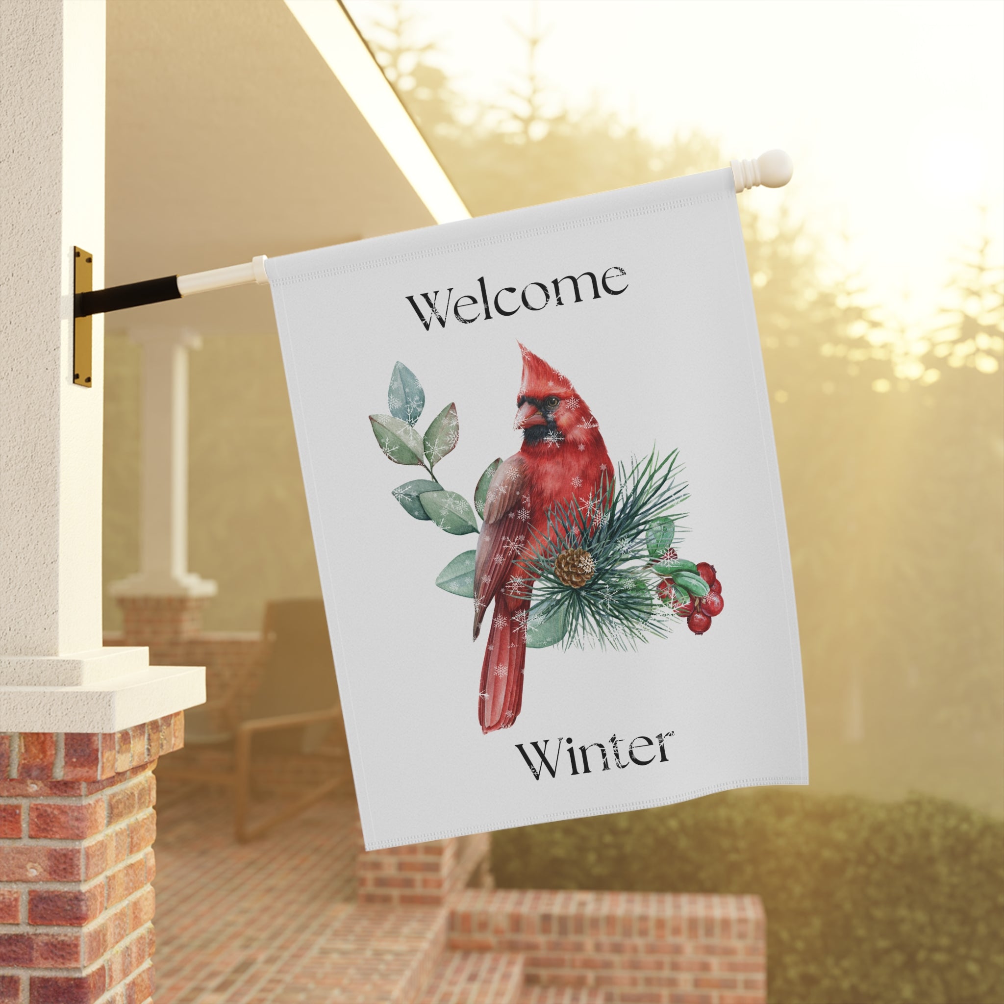 Welcome Winter Cardinal yard flag