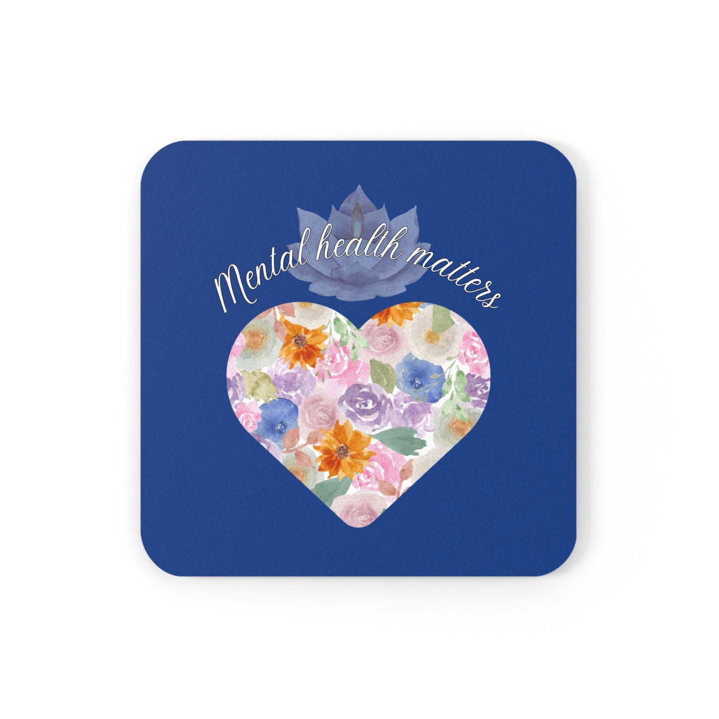 Mental Health Matters Cork Coaster (dark blue)