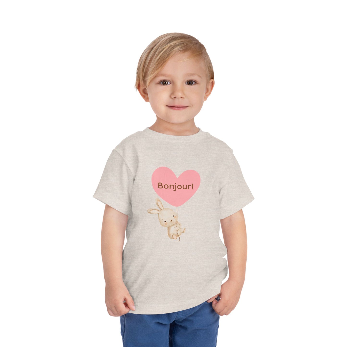 Bonjour Toddler Tee with Bunny & Heart