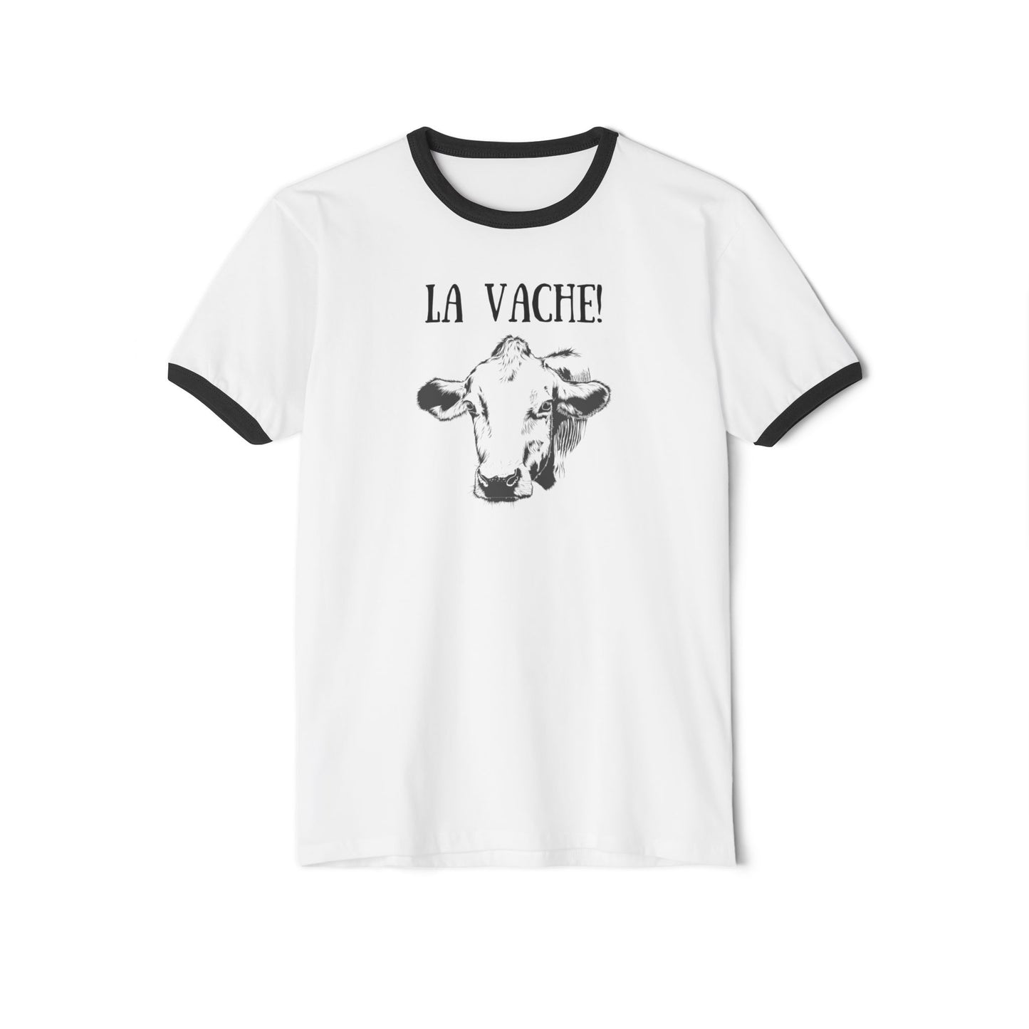 La vache! French tee, Unisex Cotton Ringer T-Shirt, French cow tee, French expressions, French teacher gifts