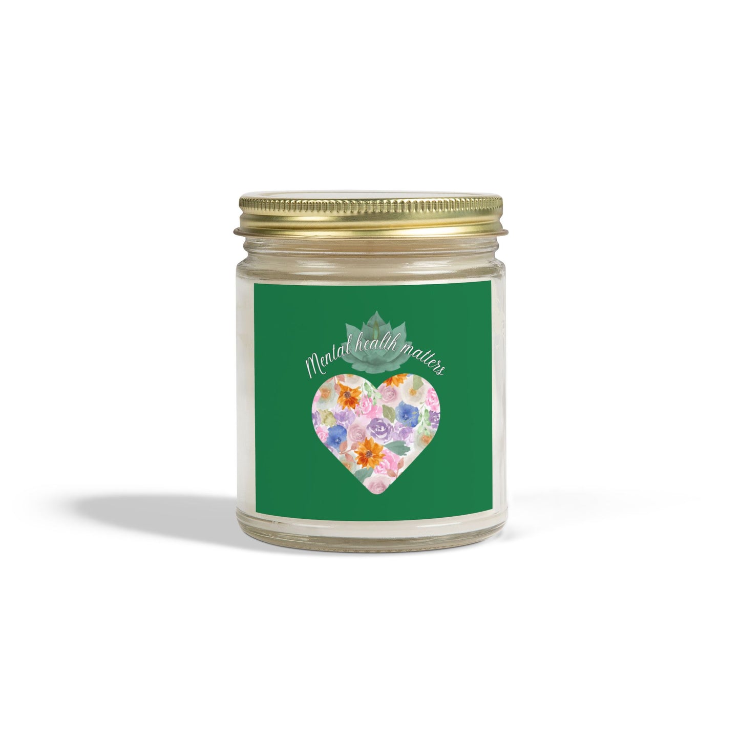 Green Mental health matters Scented Candles, Coconut Apricot Wax (4oz, 9oz)