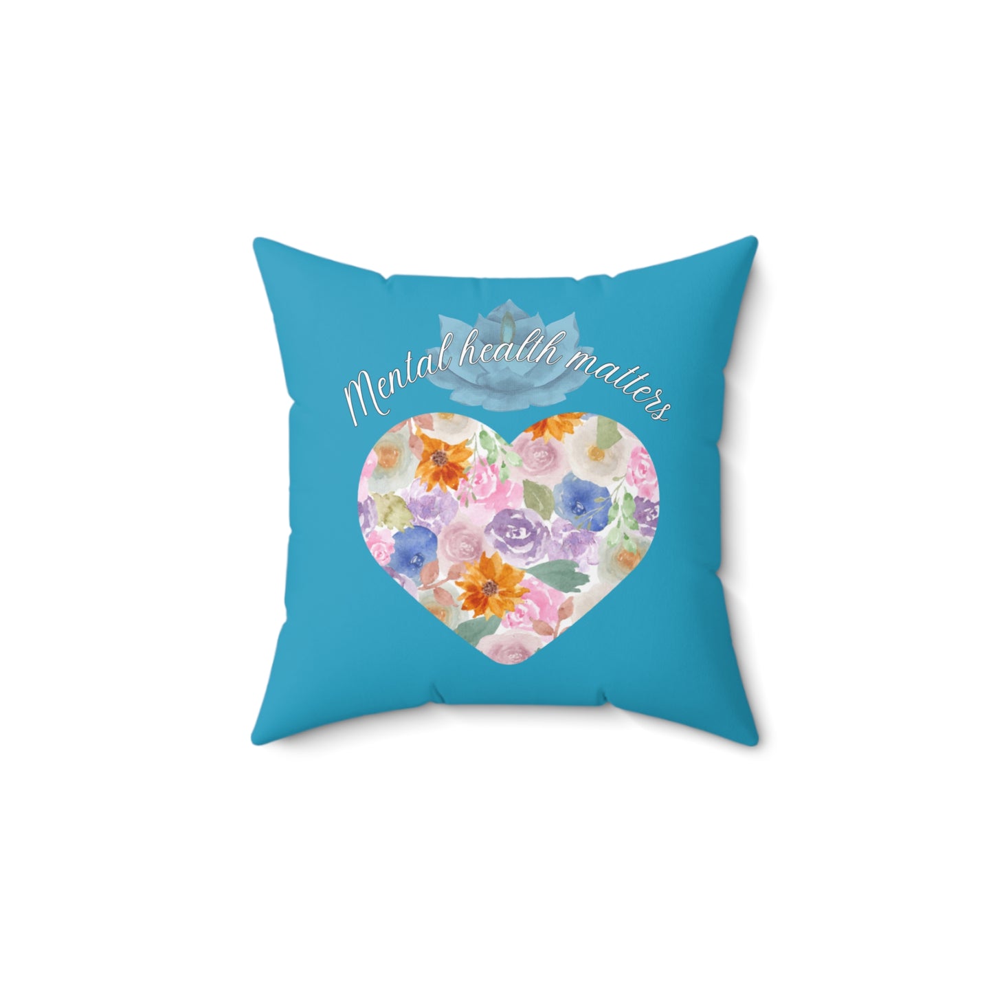 Mental Health Matters Pillow - Teal floral design