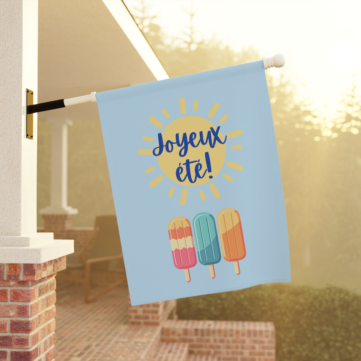 Joyeux été Summer Garden Banner, French Outdoor Decor for Gardens and Porches, Seasonal Home Decor, Patio Banner, drapeau de jardin français