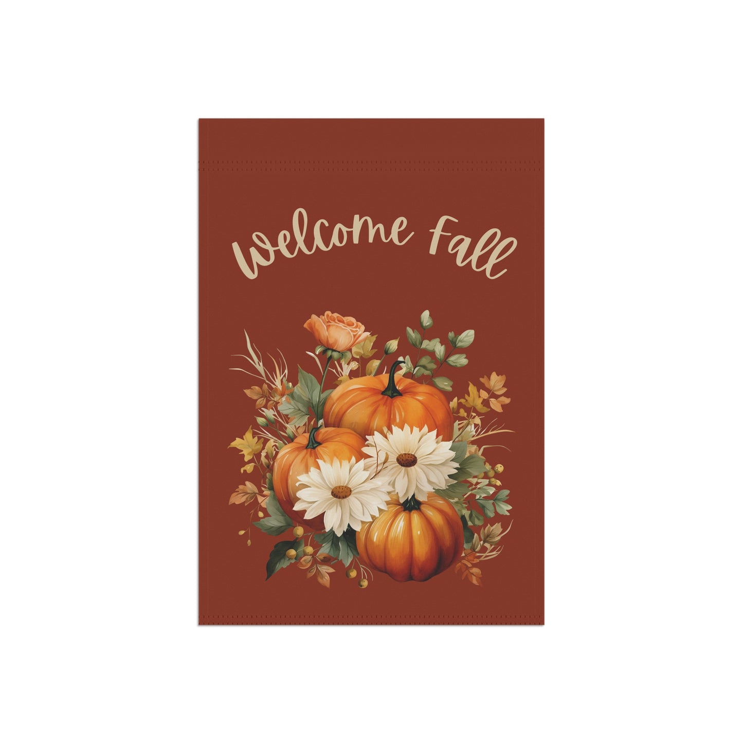 Welcome Fall Yard Flag with Floral Pumpkin Design