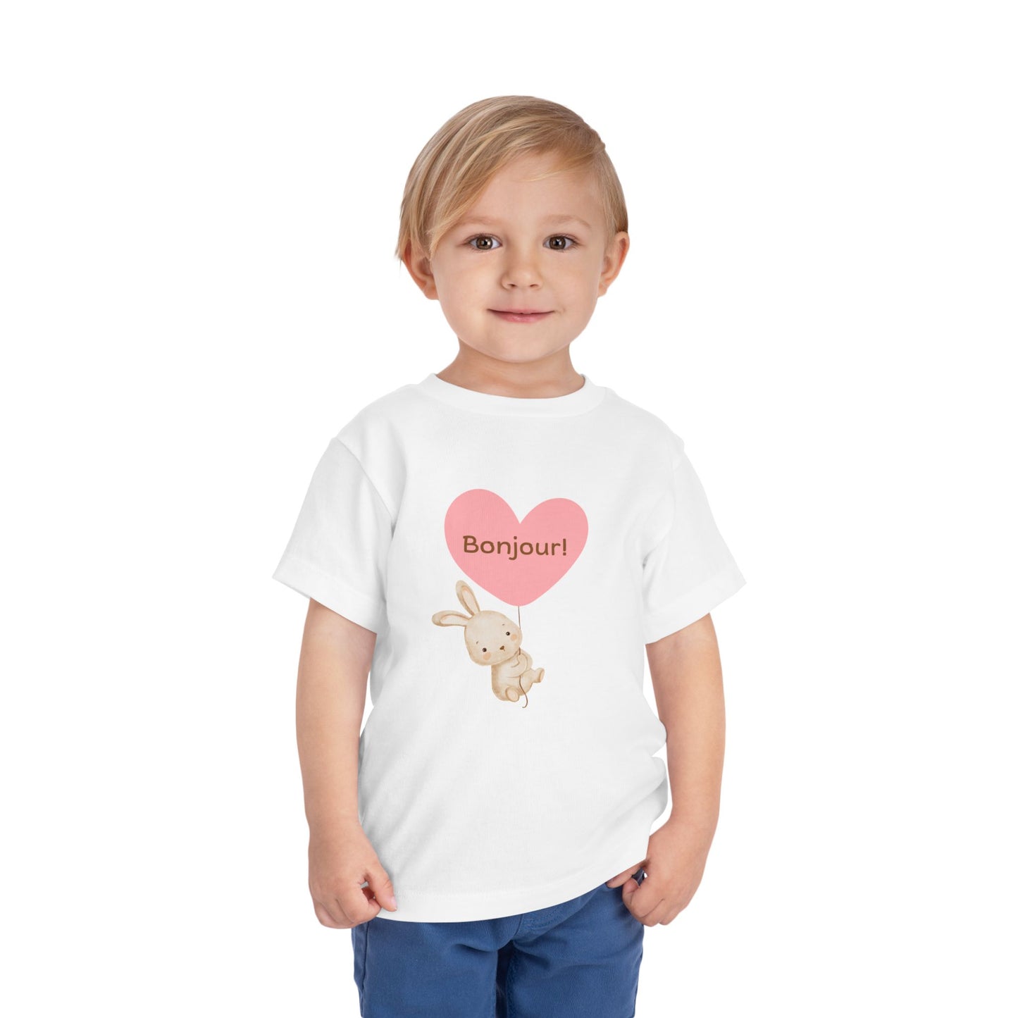 Bonjour Toddler Tee with Bunny & Heart