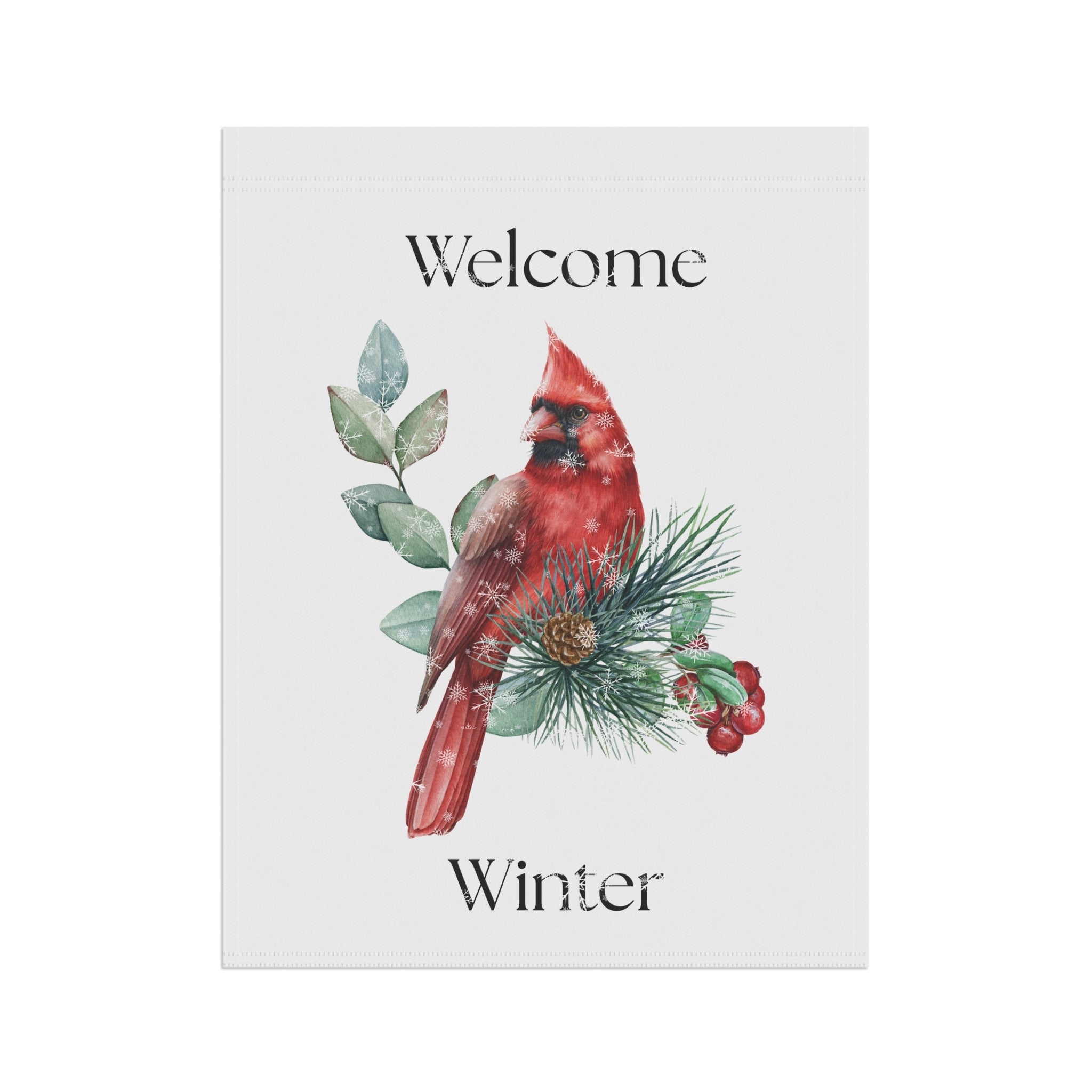 Welcome Winter Cardinal yard flag
