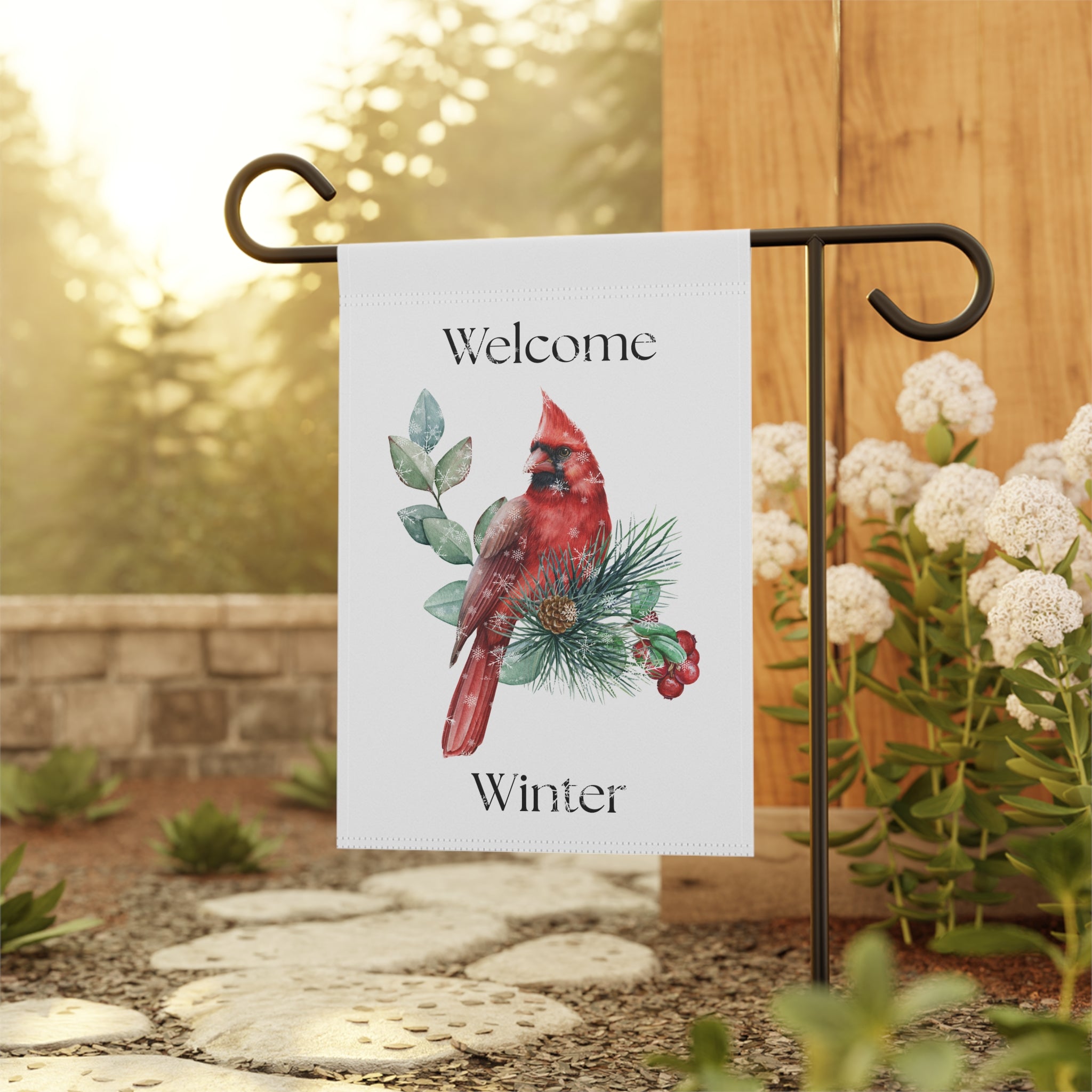 Welcome Winter Cardinal yard flag