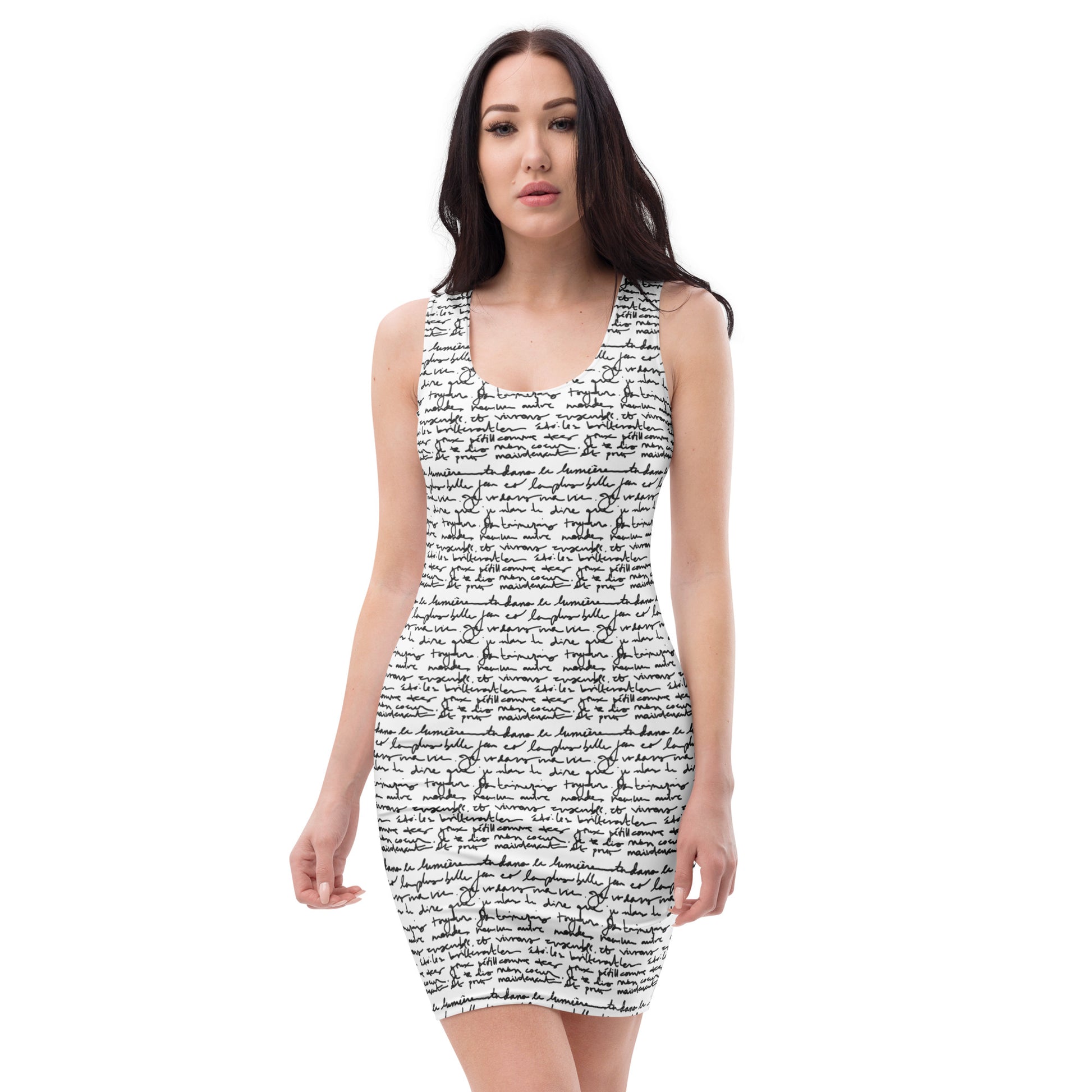 French love letter bodycon dress - white - La Vie Bien - Bodycon dresses - French aesthetic - French apparel
