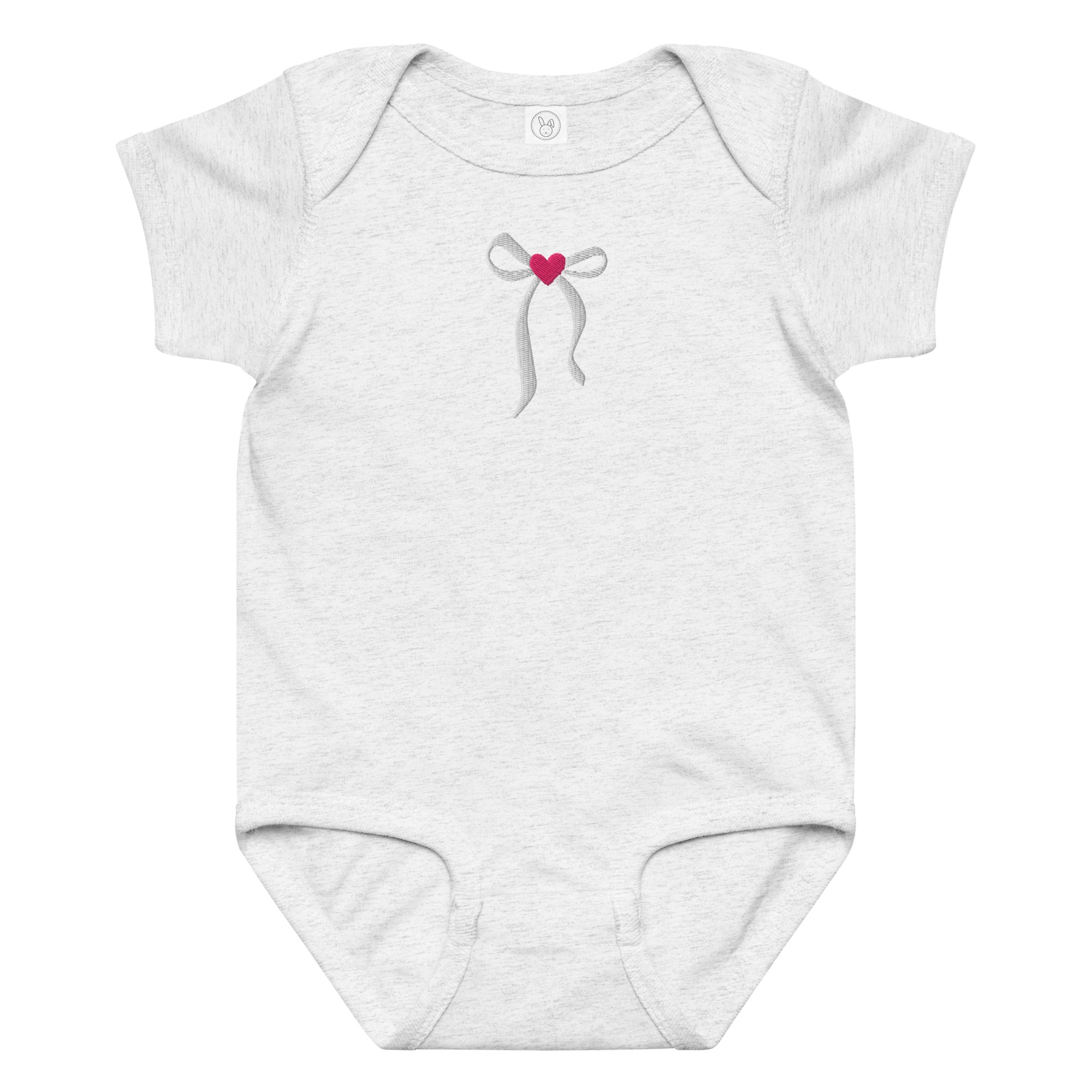 Elegant embroidered bow Baby jersey bodysuit