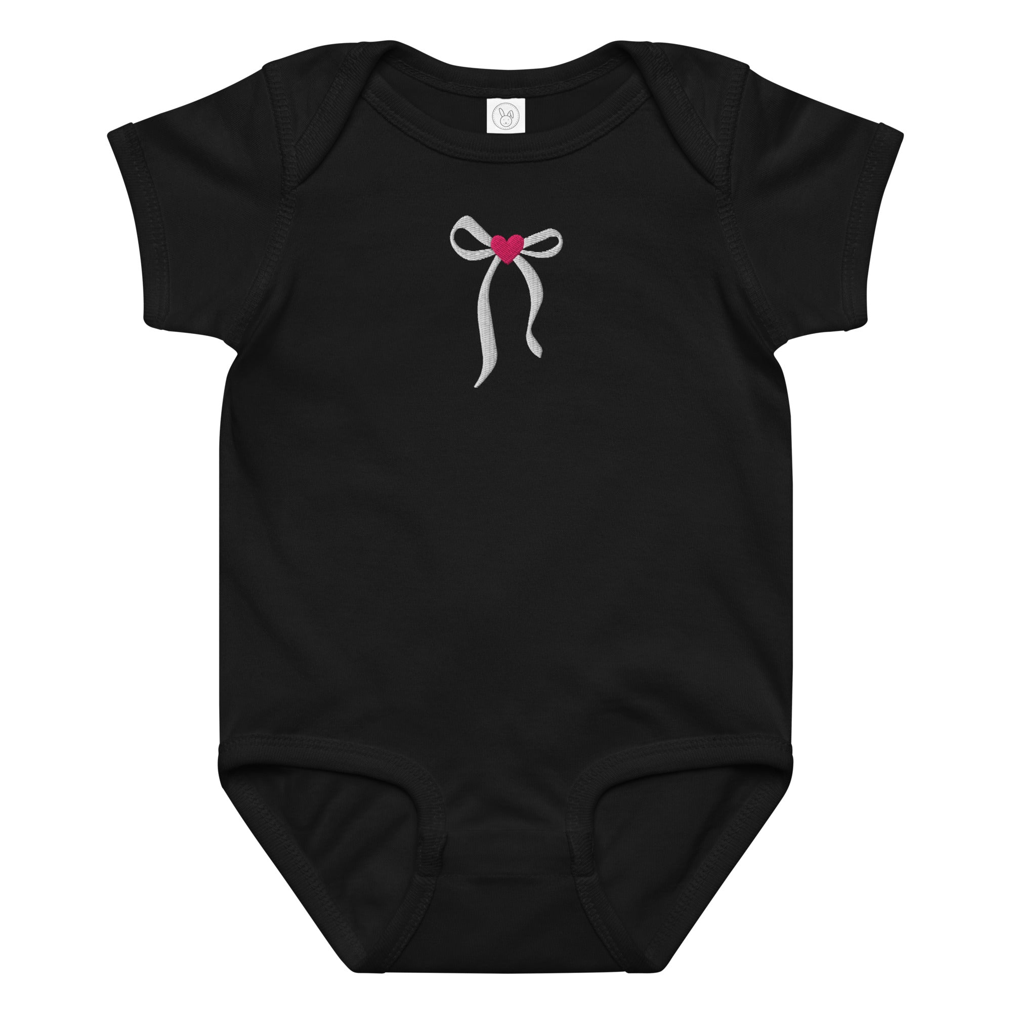 Elegant embroidered bow Baby jersey bodysuit