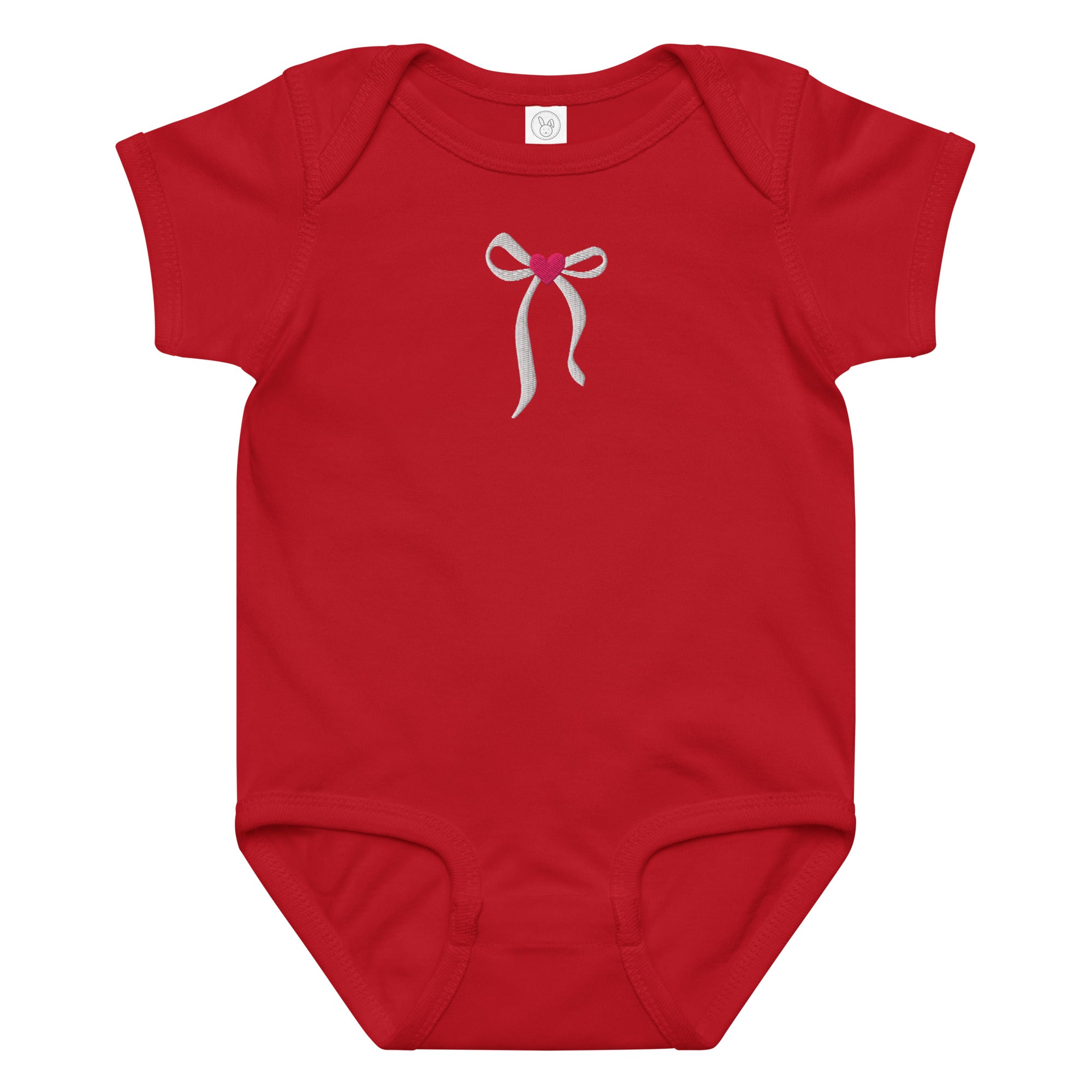Elegant embroidered bow Baby jersey bodysuit