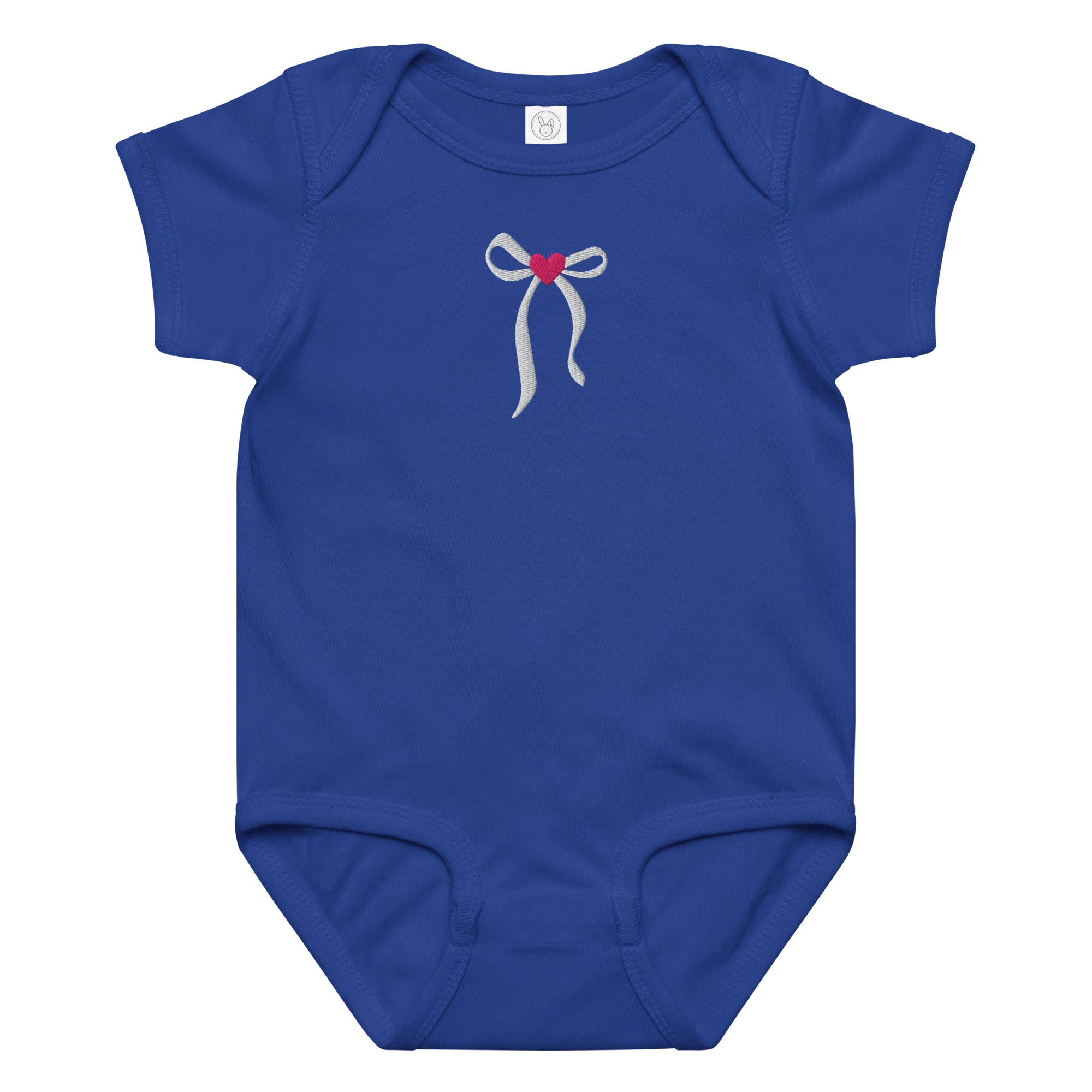 Elegant embroidered bow Baby jersey bodysuit