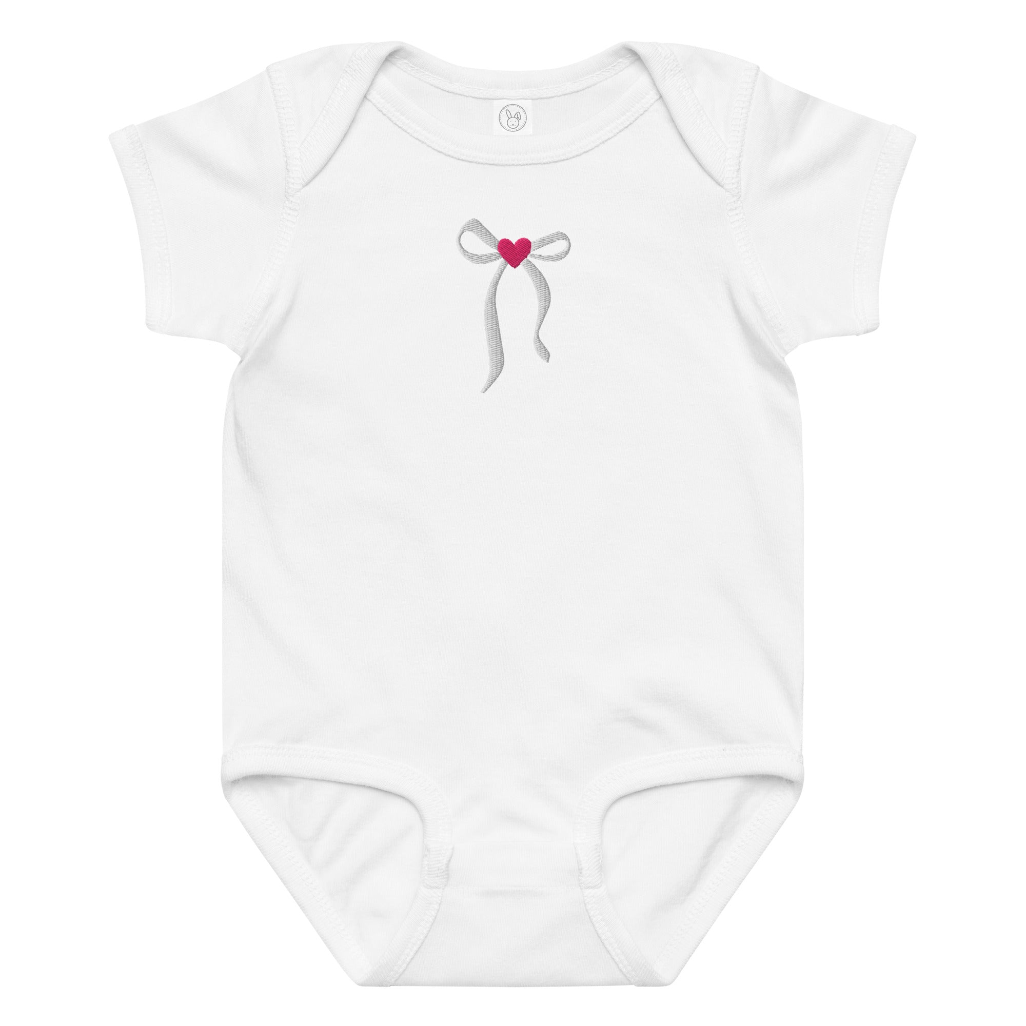 Elegant embroidered bow Baby jersey bodysuit