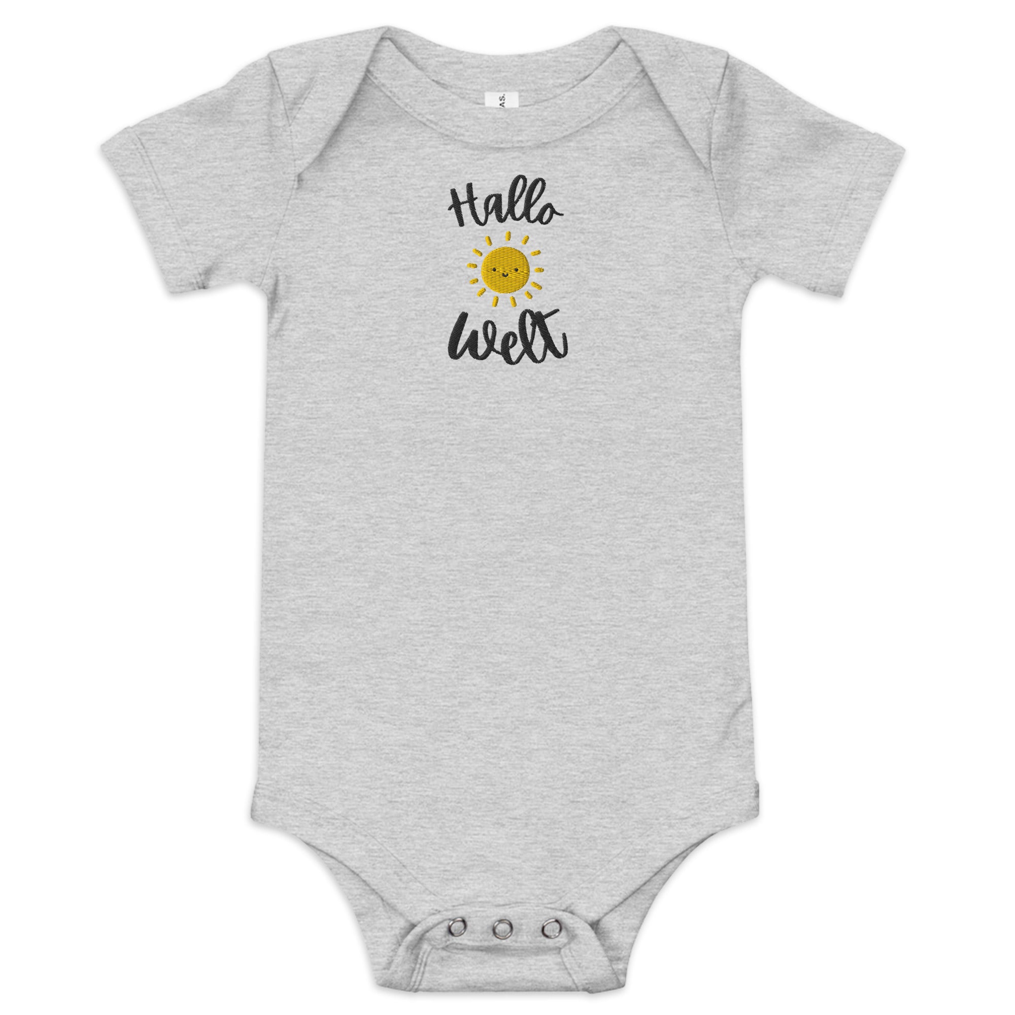 Hallo Welt embroidered Baby short sleeve one piece