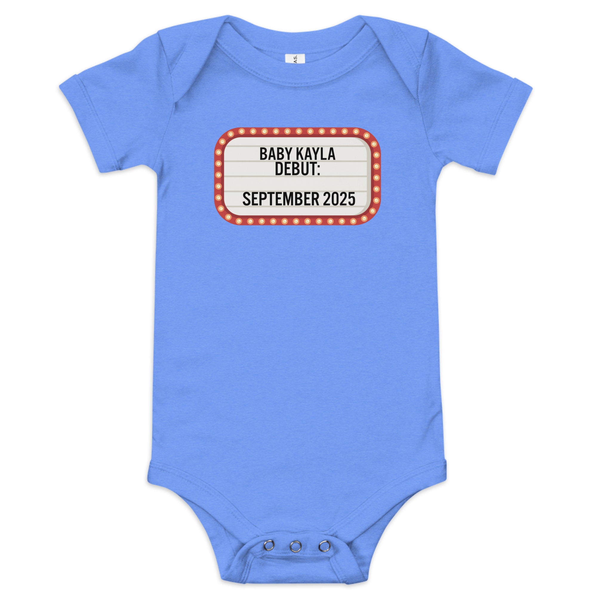 Personalized Baby marquee debut announcement one piece