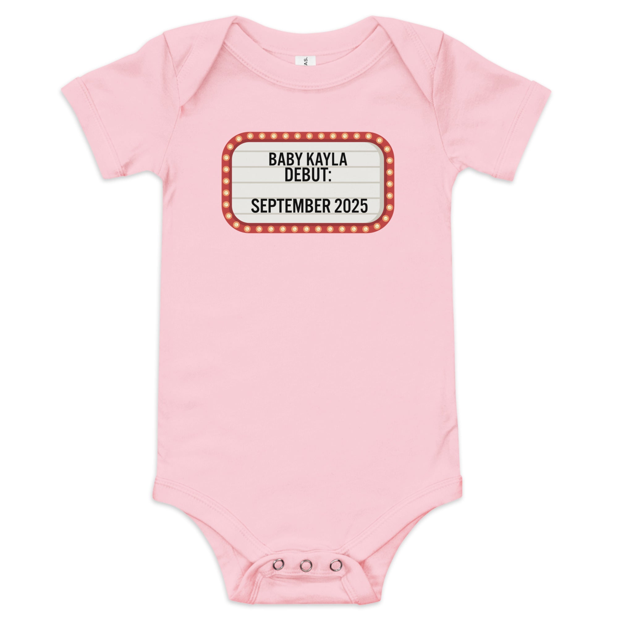 Personalized Baby marquee debut announcement one piece