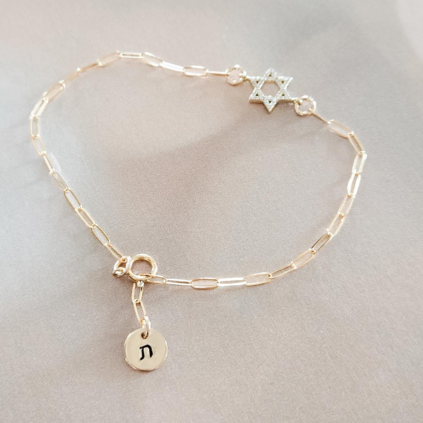 Crystal Personalized Magen David Bracelet